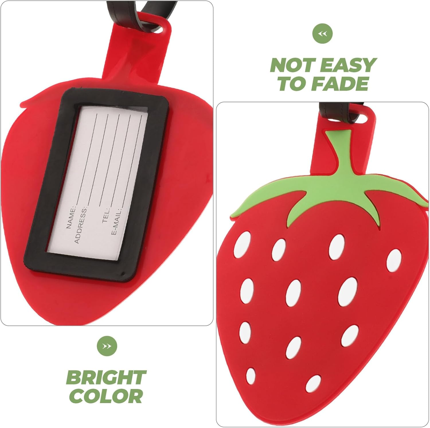 MOBUTOFU Strawberry Luggage Tag Travel Suitcase Label with Reusable Hanging Strap for Checked Baggage Carry Suitcase Bag Identifier image number 2