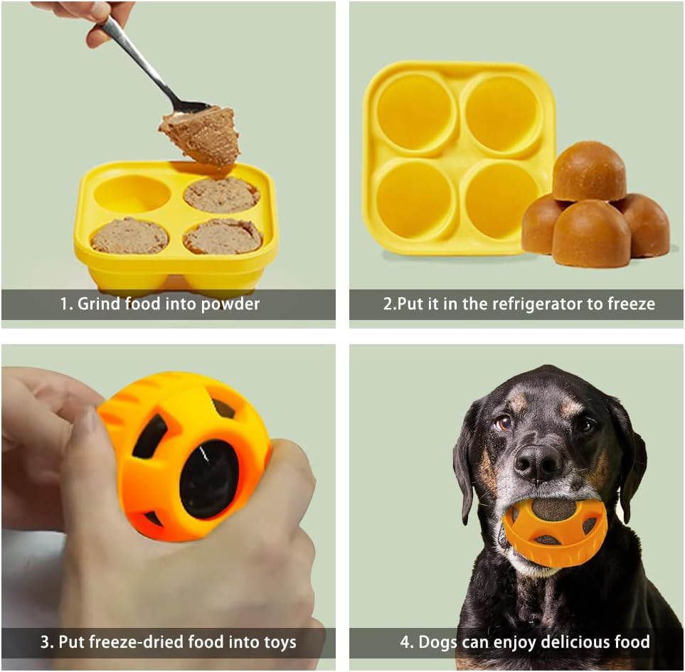 XPJBKC Lick Ball for Dogs, Dog Toy Ball, Woof Pupsicle, Durable Lick Ball Dog Set, Pupsicle Dog, Anxiety Relieve Interactive Dog Toy (Ball + Tray) image number 4