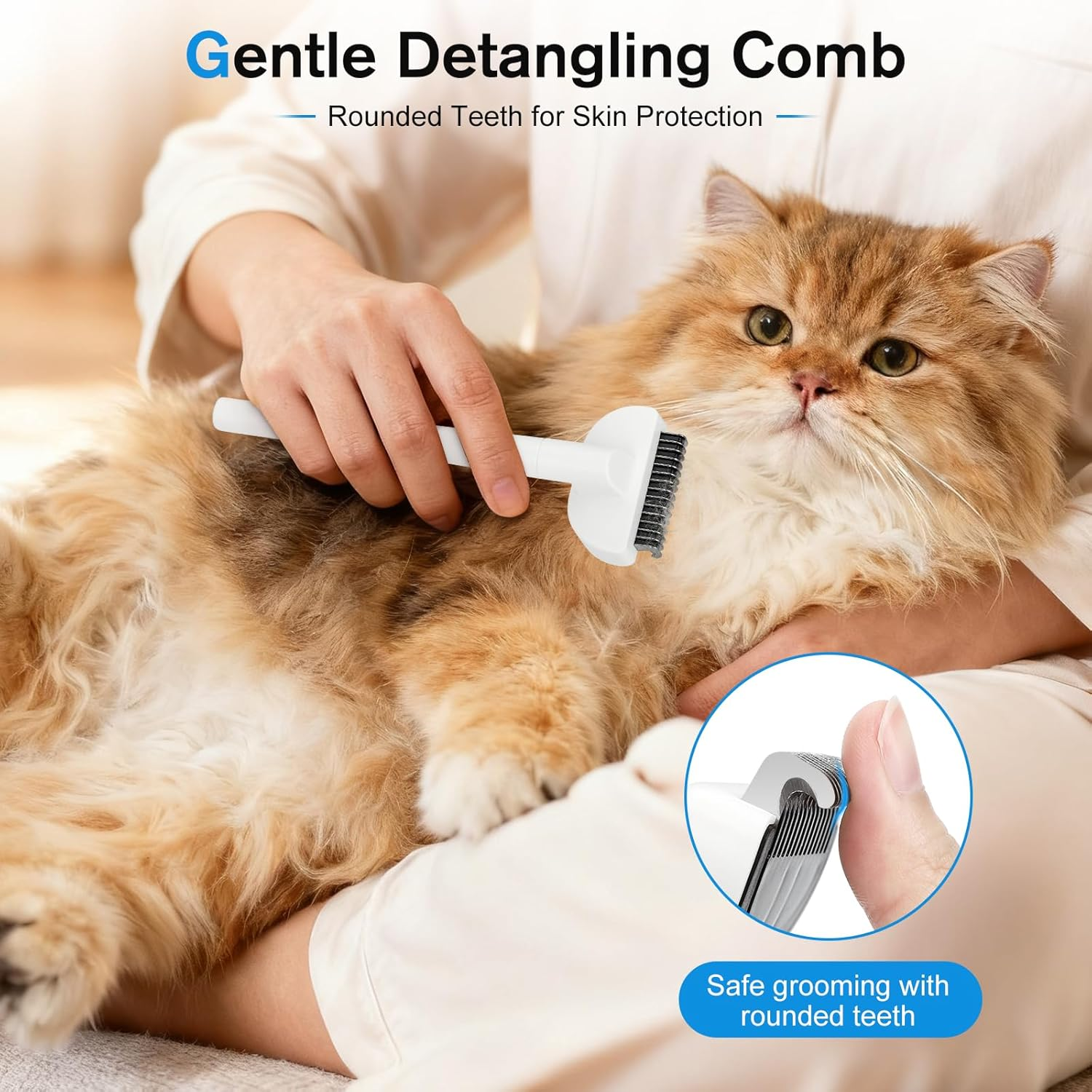 Euqvunn Dematting Comb - Dog Brush Undercoat with One-Click Hair Removal, Undercoat Brush Cat for Dogs, Removes Undercoat, Loose Hair & Tangles