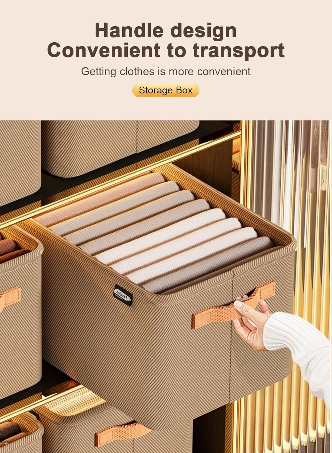 Zisheng 6-Pack Fabric Storage Bins with Lids - Foldable Clothes Organizer Baskets, Breathable Multi-Use Collapsible Storage Boxes for Shelves, Cupboard & Home Organization (Khaki) image number 2