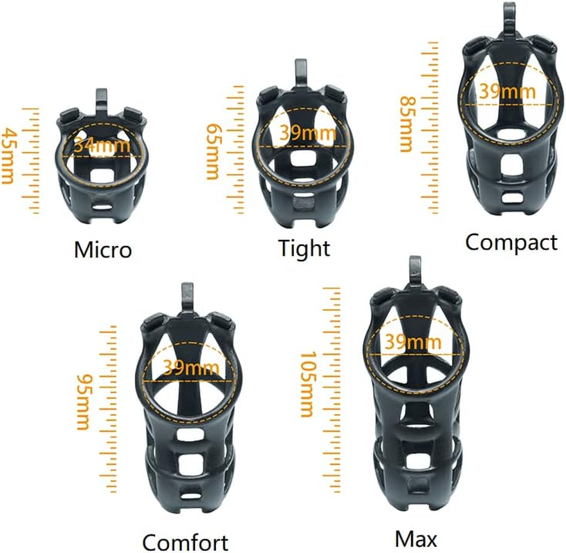 Male Chastity Cage with Lock & 4 Rings Resin Virginity for Men Cock Cage Chastity Device Male Restraint (Micro) image number 6