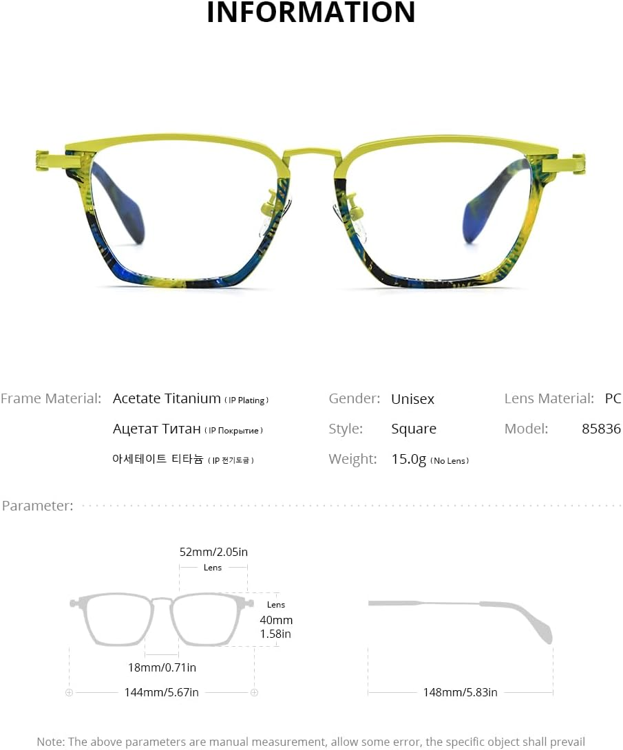 FONEX Acetate Titanium Glasses Frame Men New Square Eyeglasses Spectacles Eyewear image number 2