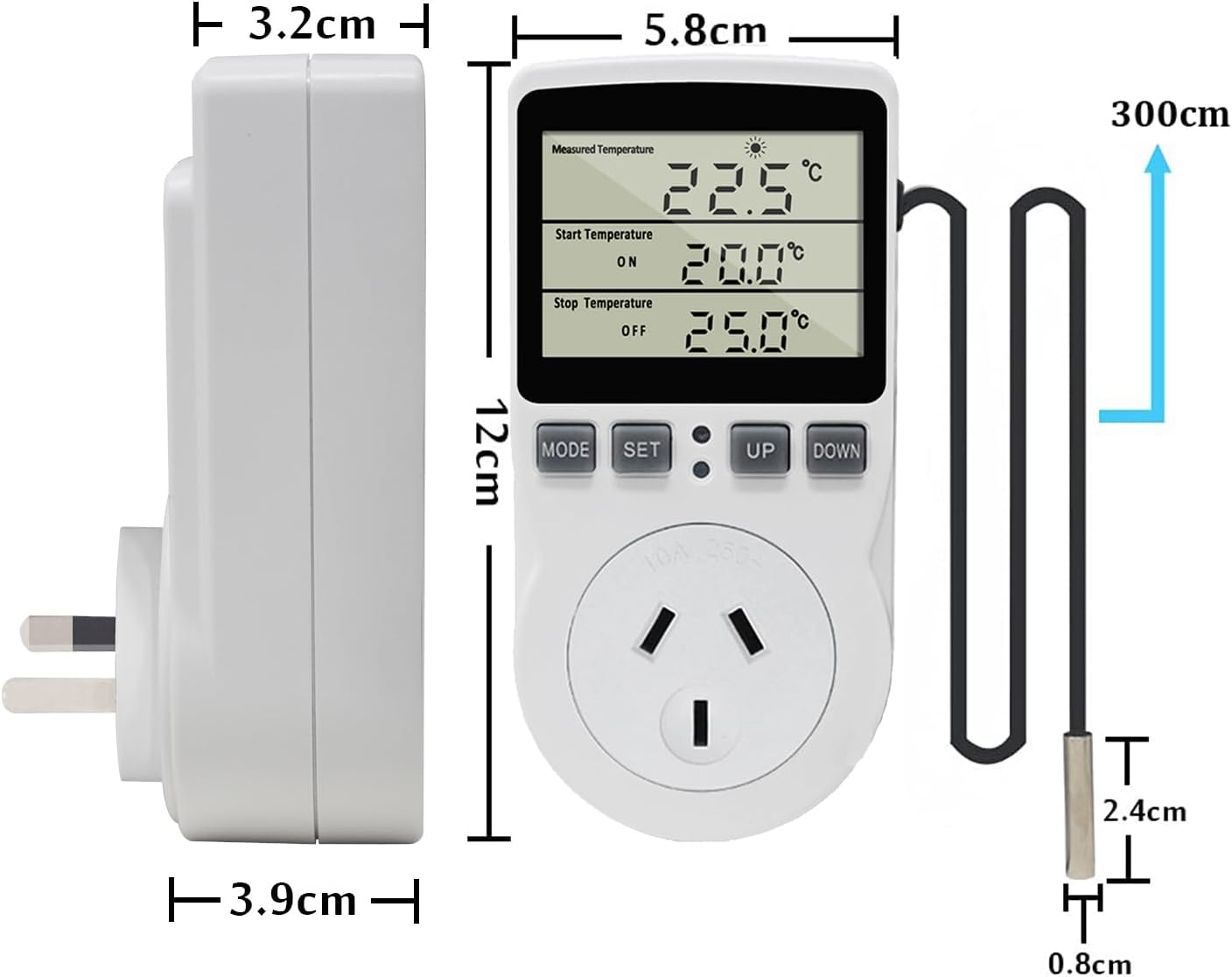 KETOTEK Digital Temperature Controller Thermostat Outlet Plug 240V with Sensor Probe, LCD Temperature Control Switch Timer for Greenhouse Fermentation image number 6