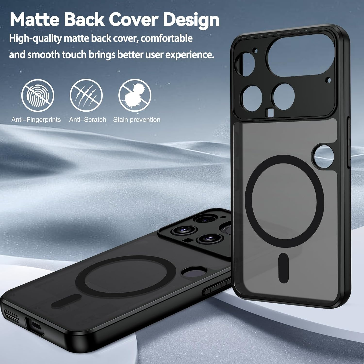 DUEDUE for Nothing Phone 3 Case Magnetic, Compatible with Magsafe, Military Drop Protection Skin-Touch Slim Translucent Matte Shockproof Phone Cover for Nothing Phone 3, Black