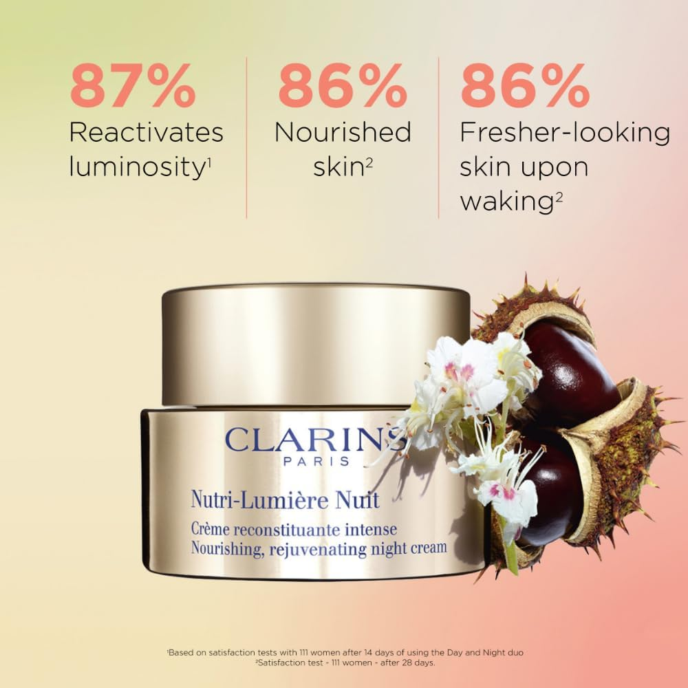 Clarins Nutri-Lumiere Night Cream for Unisex 1.6 Oz Cream, 50 Ml image number 2