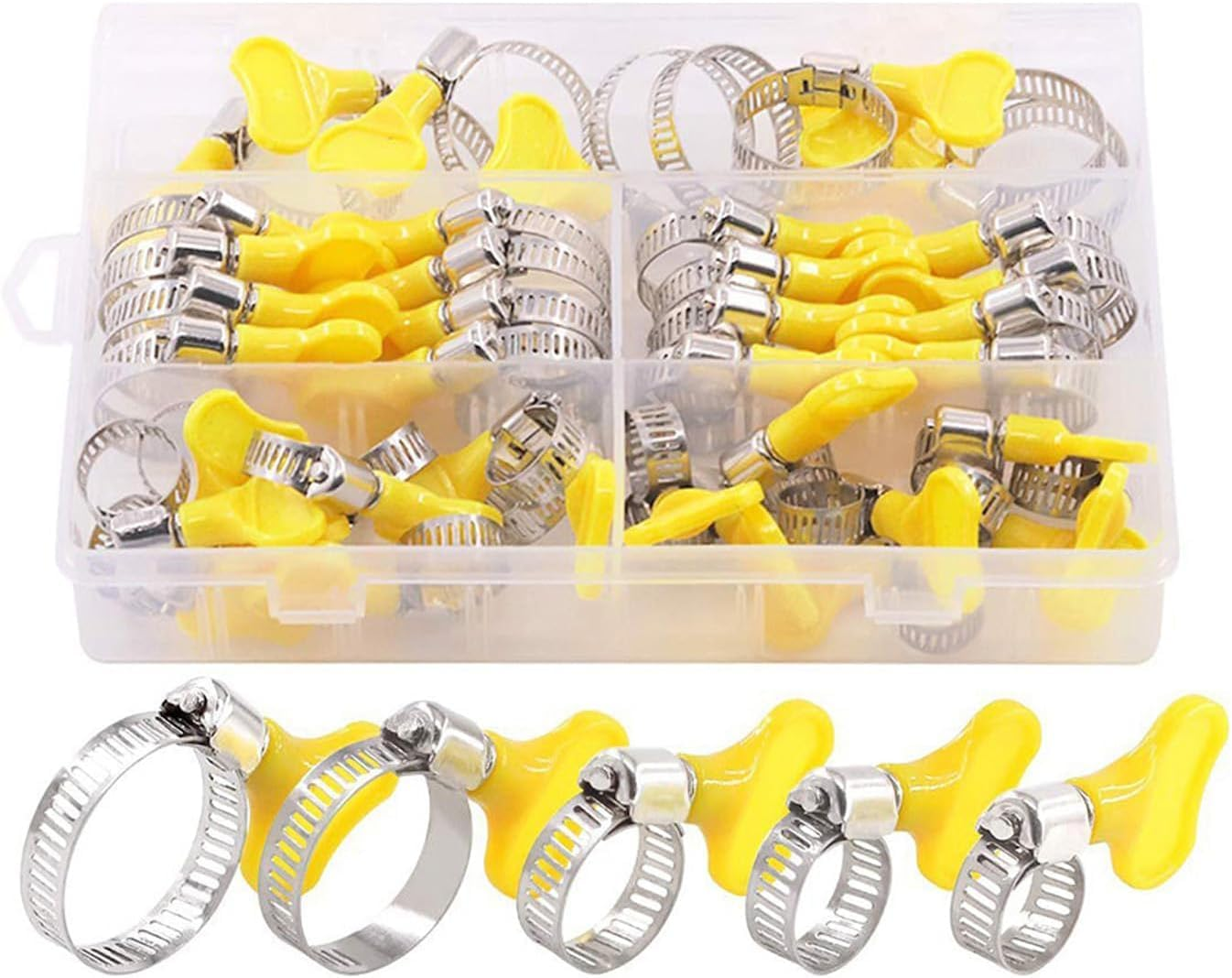 40 Pcs 8-29Mm/0.31-1.14 In, Stainless Steel Clamps with Plastic Handle, Keyed Stainless Steel Worm Gear Hose Clamps with Plastic Handle for Pipe, Tube, Automotive and Machinery Applications image number 4