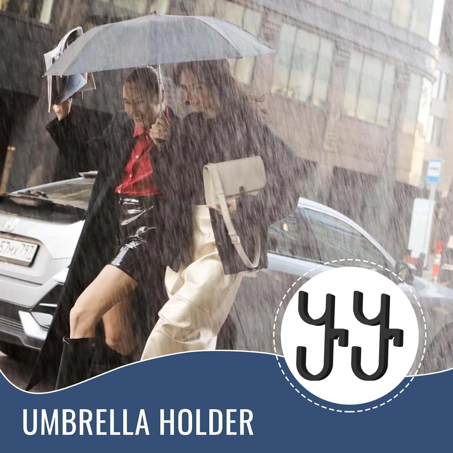 2Pcs Car Umbrella Hook, Multifunctional Car Organizer for Back Seat, Visor, Truck, Boat, Stroller, Wheelchair Accessories, Heavy Duty Non-Slip Auto Hanger image number 1