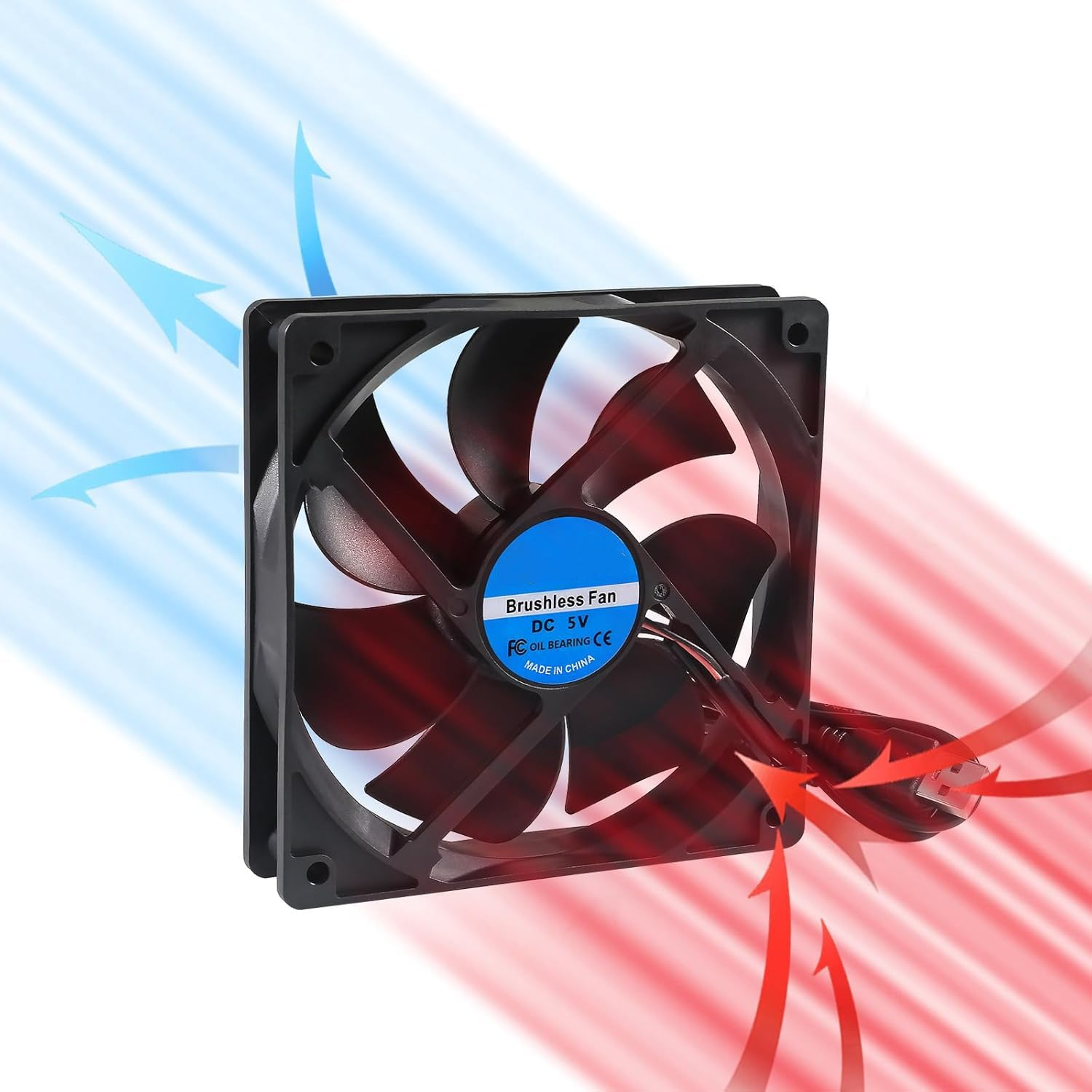 QCCAN 2Pcs 120Mm USB Fan 5V Brushless Cooling Fan, 2000 RPM High Speed Fan for Cooling DIY PC Computer Case 3D Printer CPU Coolers Radiators, Low Noise, Plug and Play image number 4