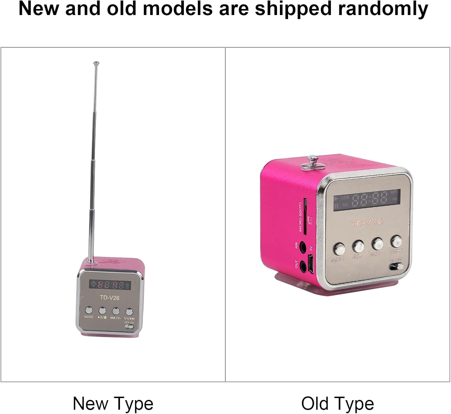 Mini Speaker Music, FM Radio PC Fashion Support Portable Stereo Cd Player Portable Radio with Best TF Card and U Disk Green (Pink)