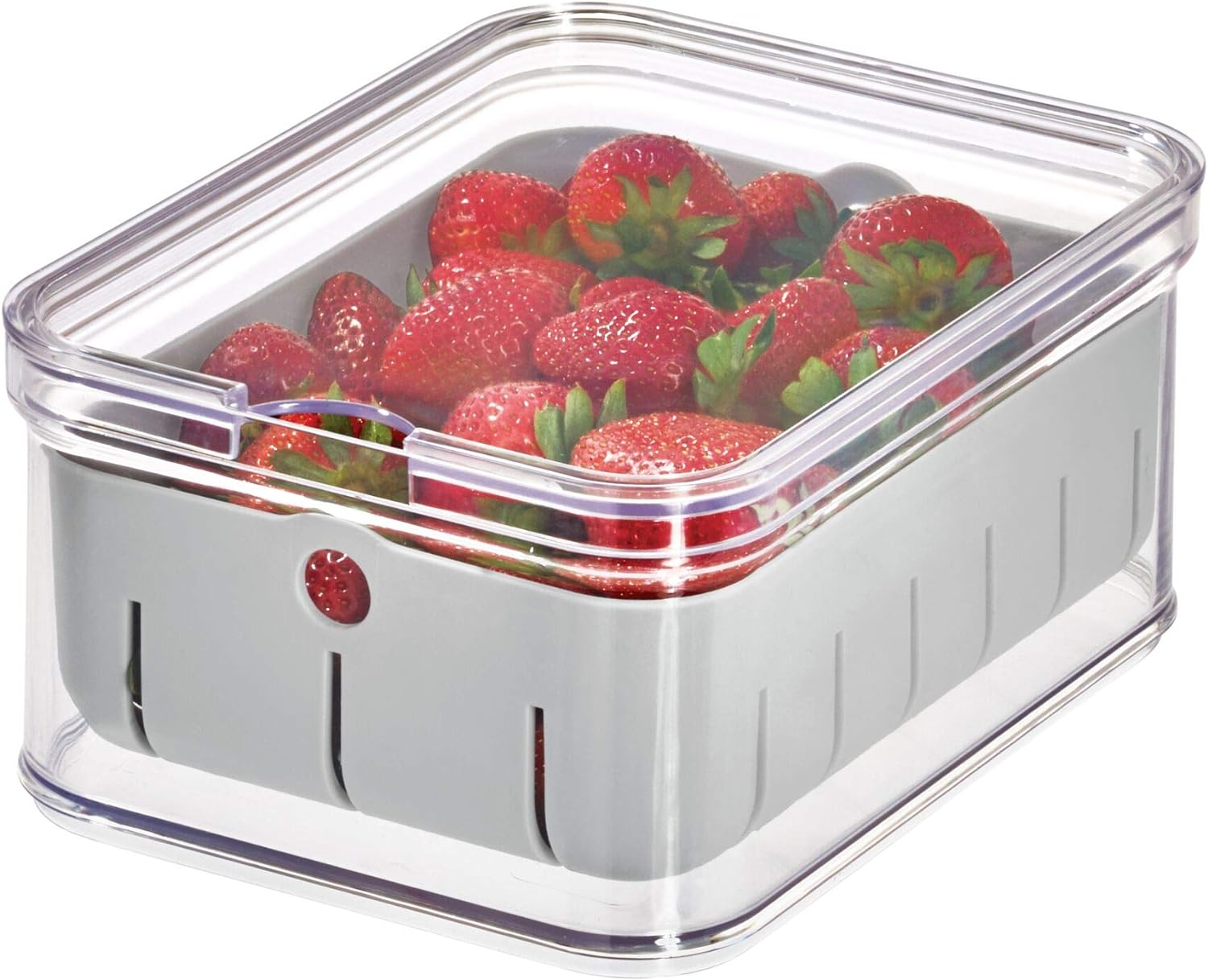 Idesign Crisp Bpa-Free Plastic Produce Storage Bin - 8.32" X 6.32" X 3.76", Clear/Gray