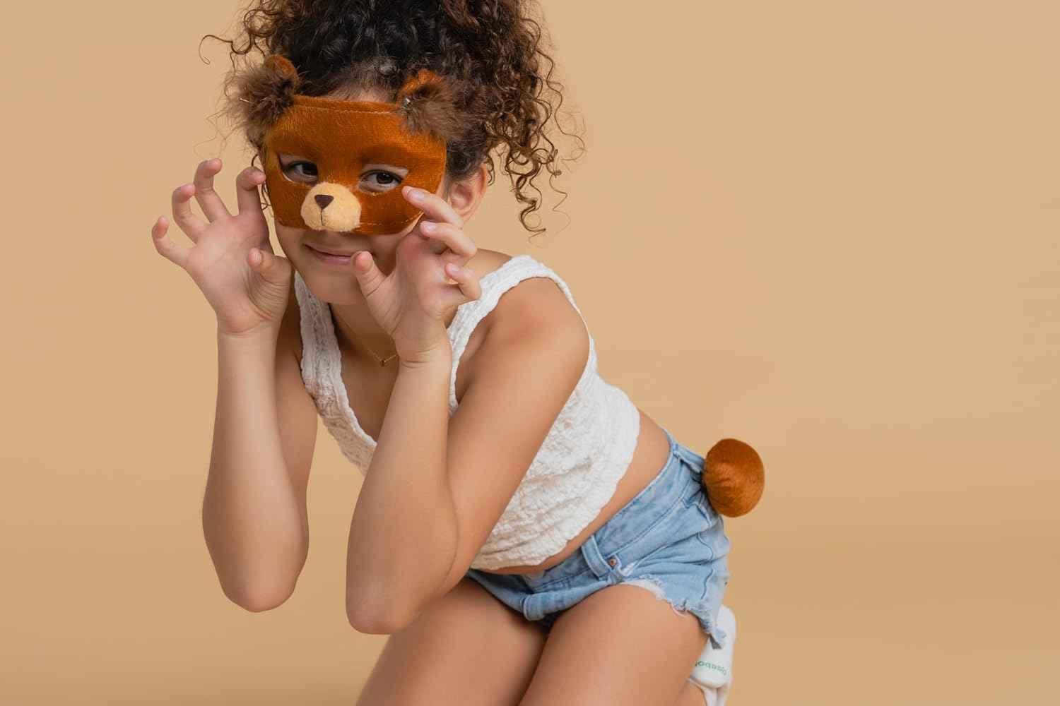 Bear Costume for Kids &ndash; Brown Bear Mask & Tail Set for Dress-Up, Halloween, Book Week, or Pretend Play &ndash; Soft & Reusable Animal Costume Accessory image number 1