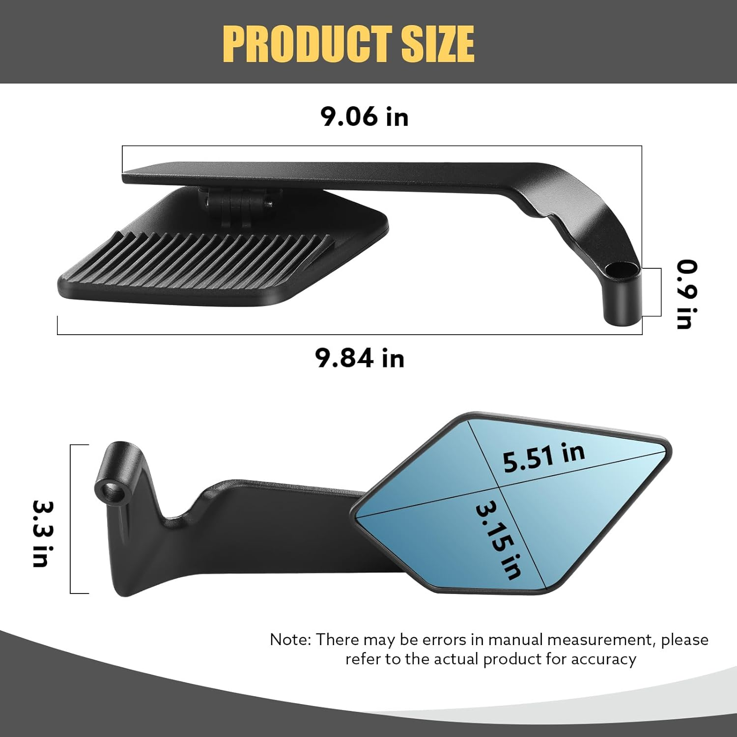 Motorcycle Mirrors Universal Foldable Rotating Rear View Mirror Stealth Wind Wing Side Mirror for Kawasaki Z400 Z650 Z900 1290 Super Duke R Evo ABS 390 Duke Street Bike Yamaha Mt-07(Anti-Glare) image number 4