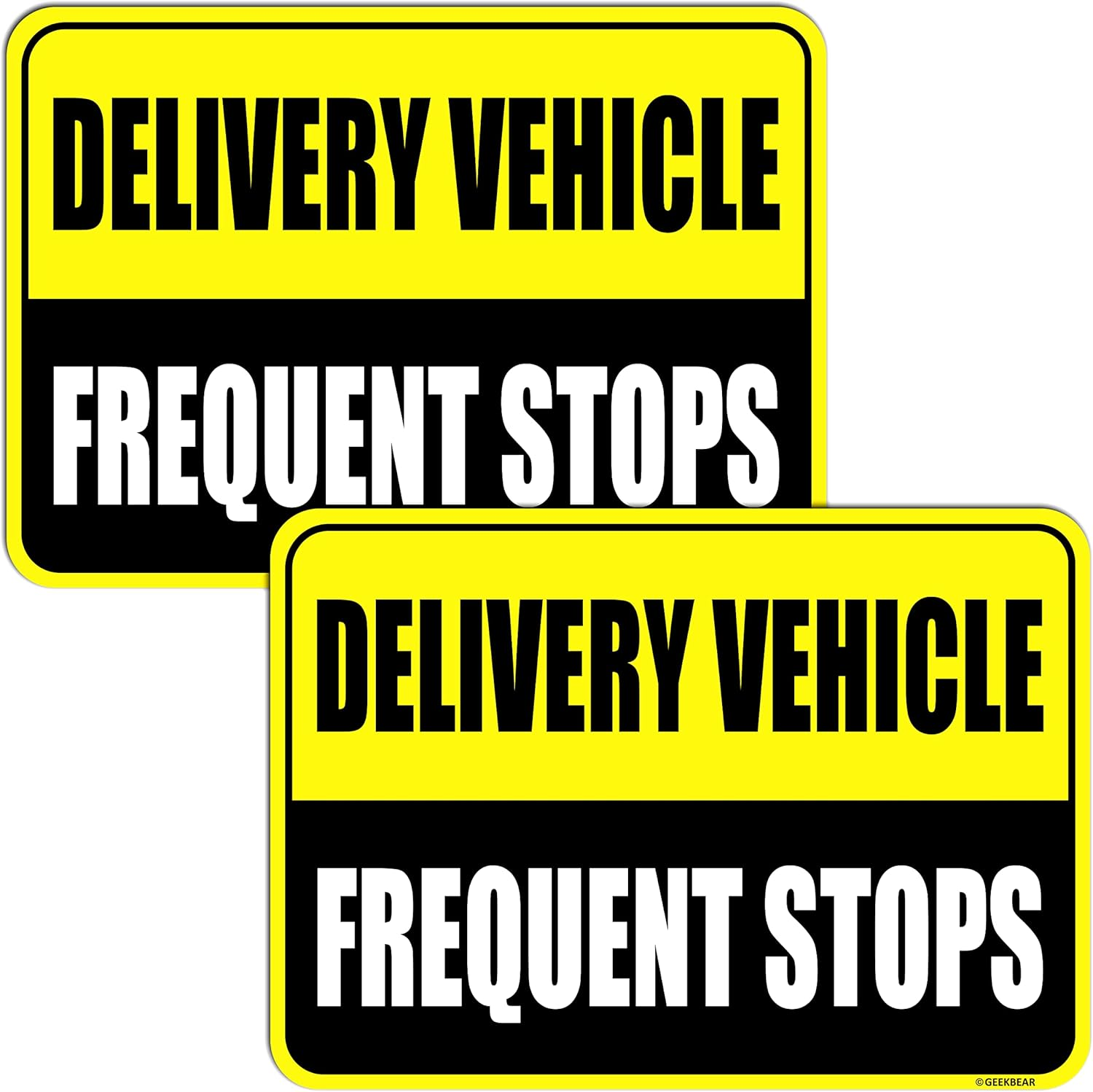 GEEKBEAR Delivery Vehicle Frequent Stops Sign (Yellow/Black, 2 Pack) - Reflective, Strong Magnetic Hold, Durable, Eye-Catching Design, Gift-Ready image number 1