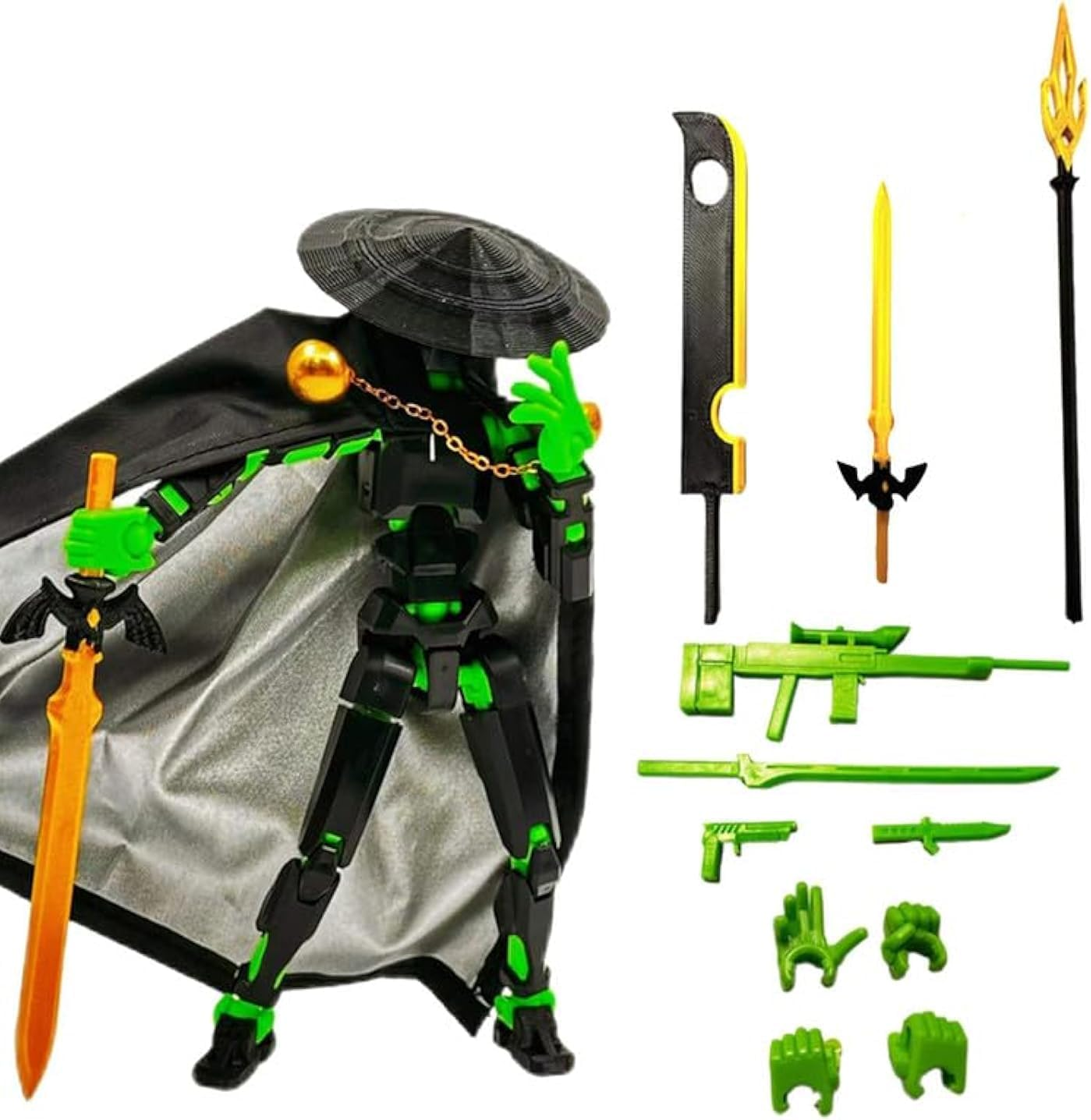 T13 Action Figure, Assembly Completed Dummy 13 Action Figure,Robo 13 3D Printed Action Figure - the Premium Action Figures for Sci-Fi Enthusiasts (Swordsman-Black Green) 5.2 Inch image number 5