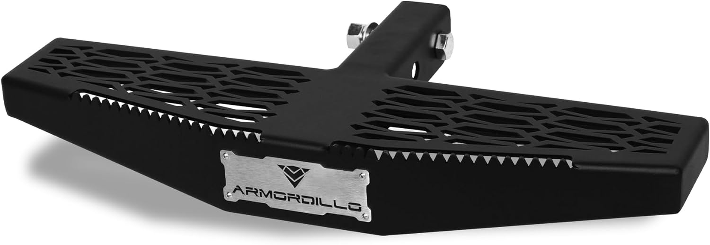 Armordillo FD Series 5" Foldable Rear Hitch Step|Compatible for Class 4 Trailer Hitch 2" Receiver|Hitch Step Bar|Folding Fold-Up Rear Step|8724552|Matte Black|Steel|Universal
