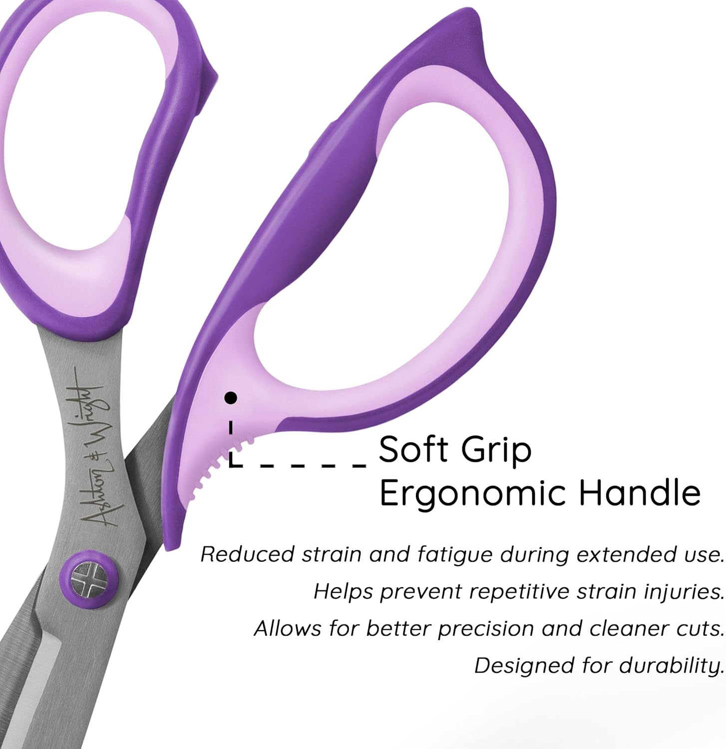 Ashton and Wright - Precision SG - Soft Grip Scissors for Office, Home, Kitchen, and Craft - 210Mm / 8&rdquo; - Steel Blades (Purple, Left Handed) image number 1