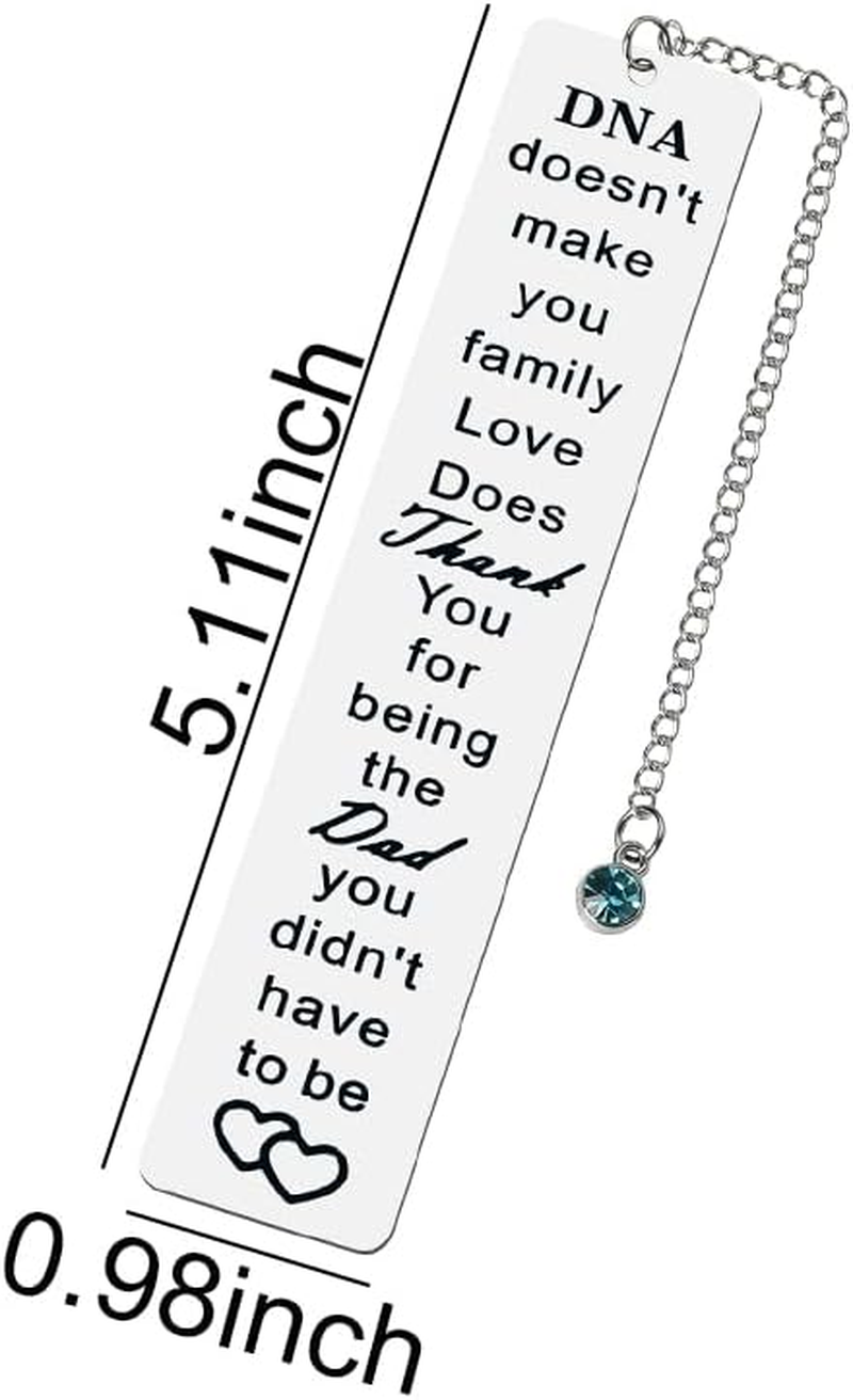 Father Day Gifts for Step Dad Birthday Gifts for Stepdad Bonus Dad Gift from Daughter Son Dad Thank You Gifts for Men Step Father DNA Doesn'T Make You Family Love Does Bookmark Engraved Gifts for Dads image number 1
