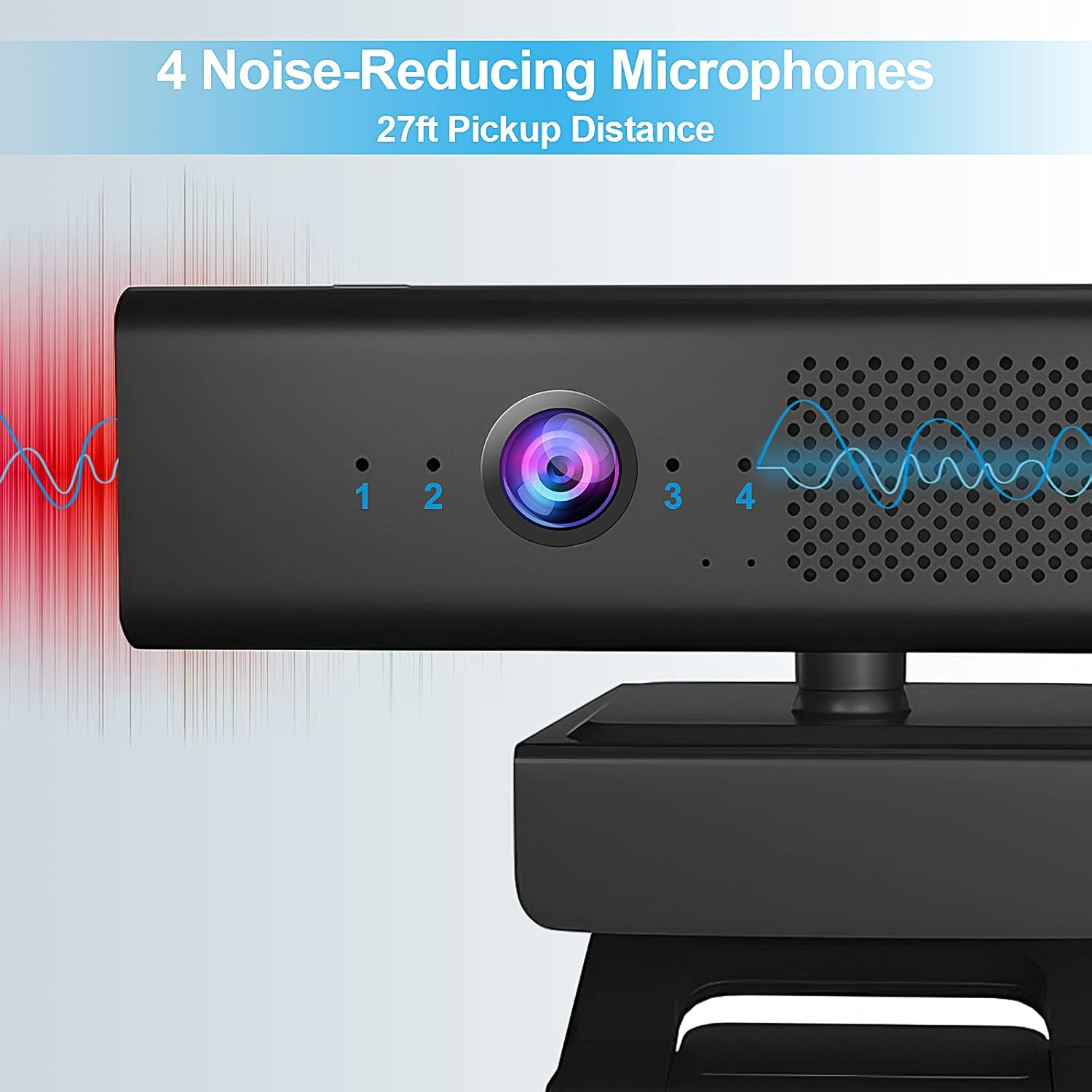 Full HD 1080P Computer Camera with 4 Built-In Omnidirectional Microphones and Speaker for Video Conference Streaming, USB External Webcam with Magnetic Privacy Cover for Desktop Monitor Laptop image number 3