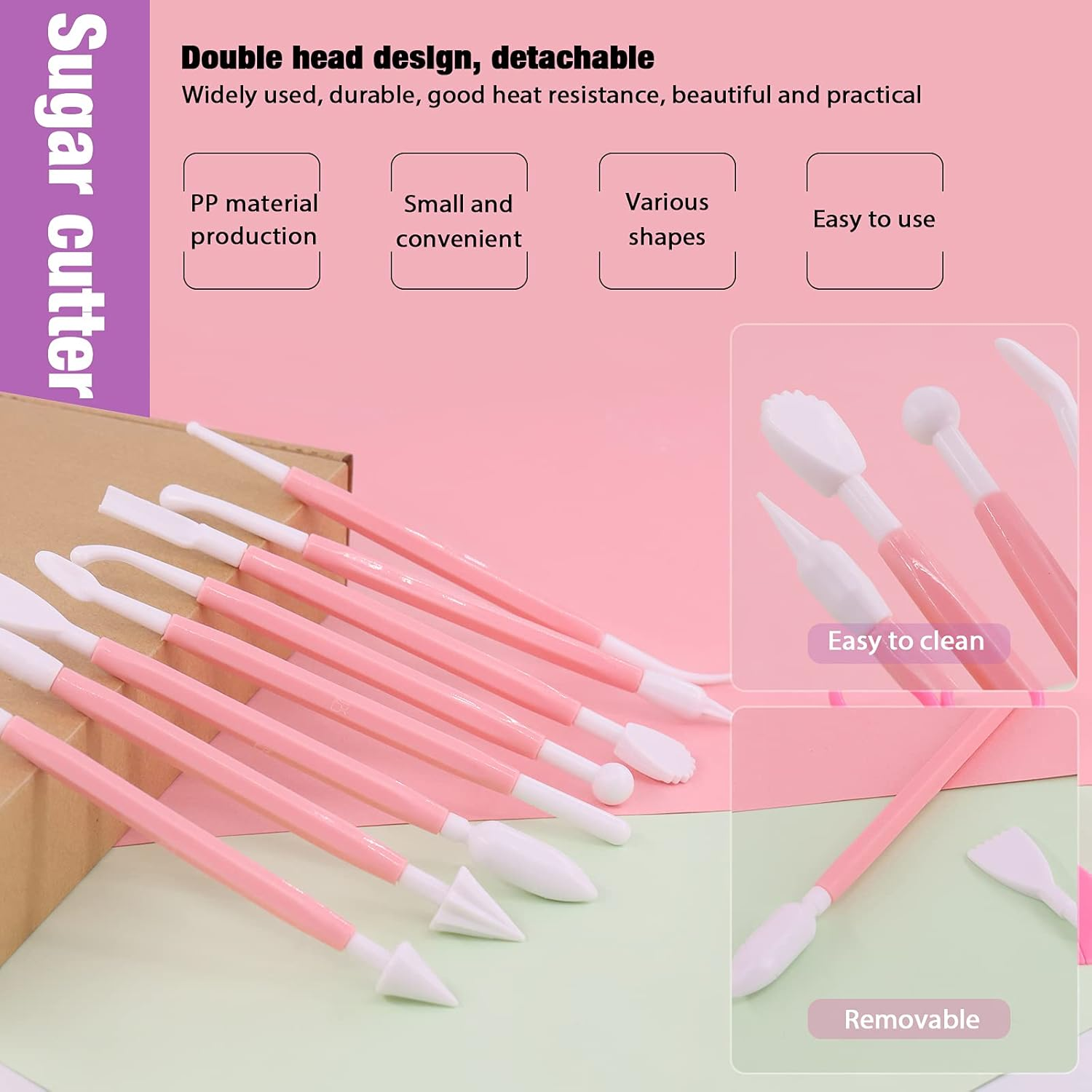 Swpeet 36Pcs Rose Gold Clay Extruder Gun Fondant Sugar Paste Extruder Clay Cake Sculpture Gun, Ball Stylus Dotting Tool with Plastic Scraper, Cake Decorating Supplies Modeling Tool - Blue image number 5