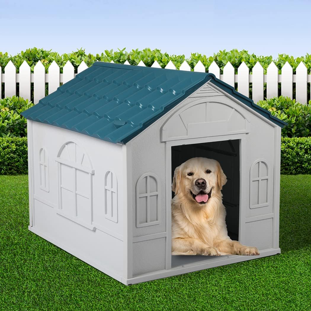Pawz Dog Kennel Outdoor Indoor Pet Plastic Garden House Weatherproof outside XL, Durable Weatherproof Dog House, Waterproof Dog Kennel Outdoor, Easy Clean Ventilation PP Plastic Dog Crate, Blue image number 6