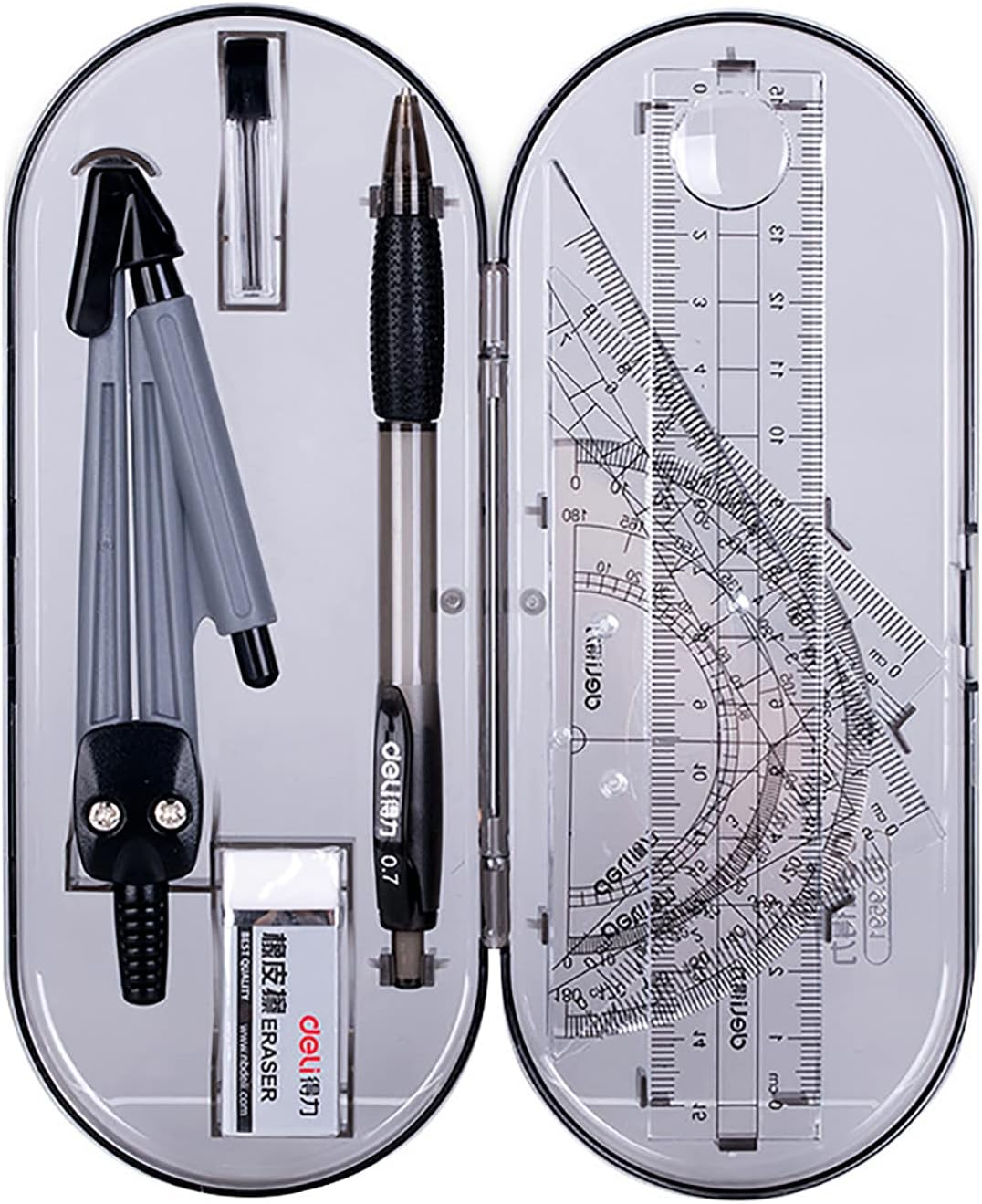 Compass Set Geometry Set 8-Piece Protractor Set Geometry Set Pencil Maths Set Geometry Compass School Compass Geometry Compass Maths Geometry Tool with Pencil Case image number 4