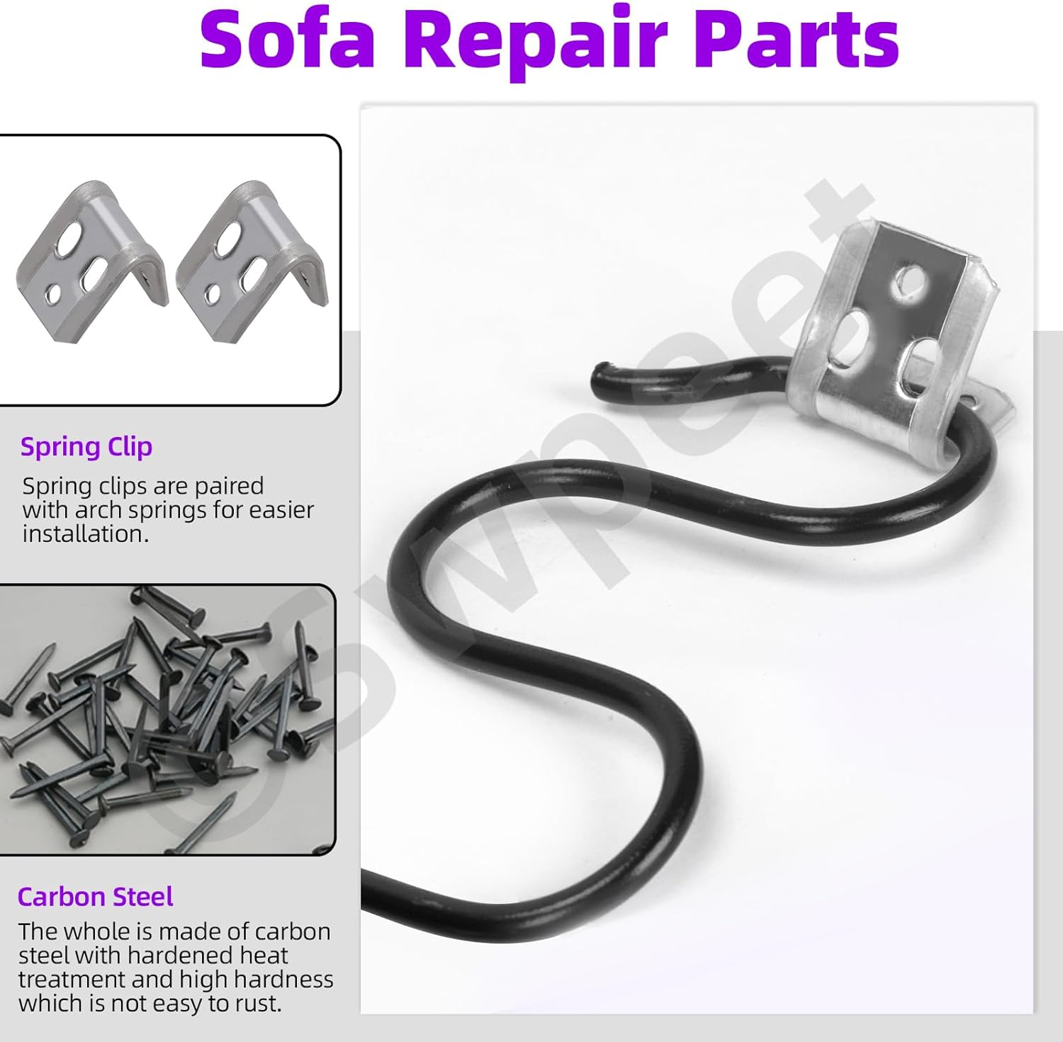 Swpeet 67Pcs Couch Spring Repair Kit, Including Springs, Upholstery Spring Clips, Seat Spring Stay Wire, Retaining Wire Clips and Screws, Compatible with Seating in Furniture Automotive image number 4