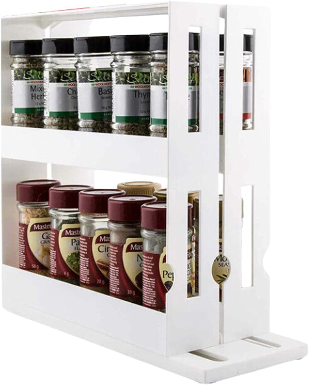 Leona Co Cabinet Caddy, Sliding Spice Rack Organizer for Cabinet, Just Pull & Rotate, Storage 20 Bottles Each, Cupboard Swivel Organizer, Non-Skid Base, 28Cm X 27Cm X 10Cm image number 6