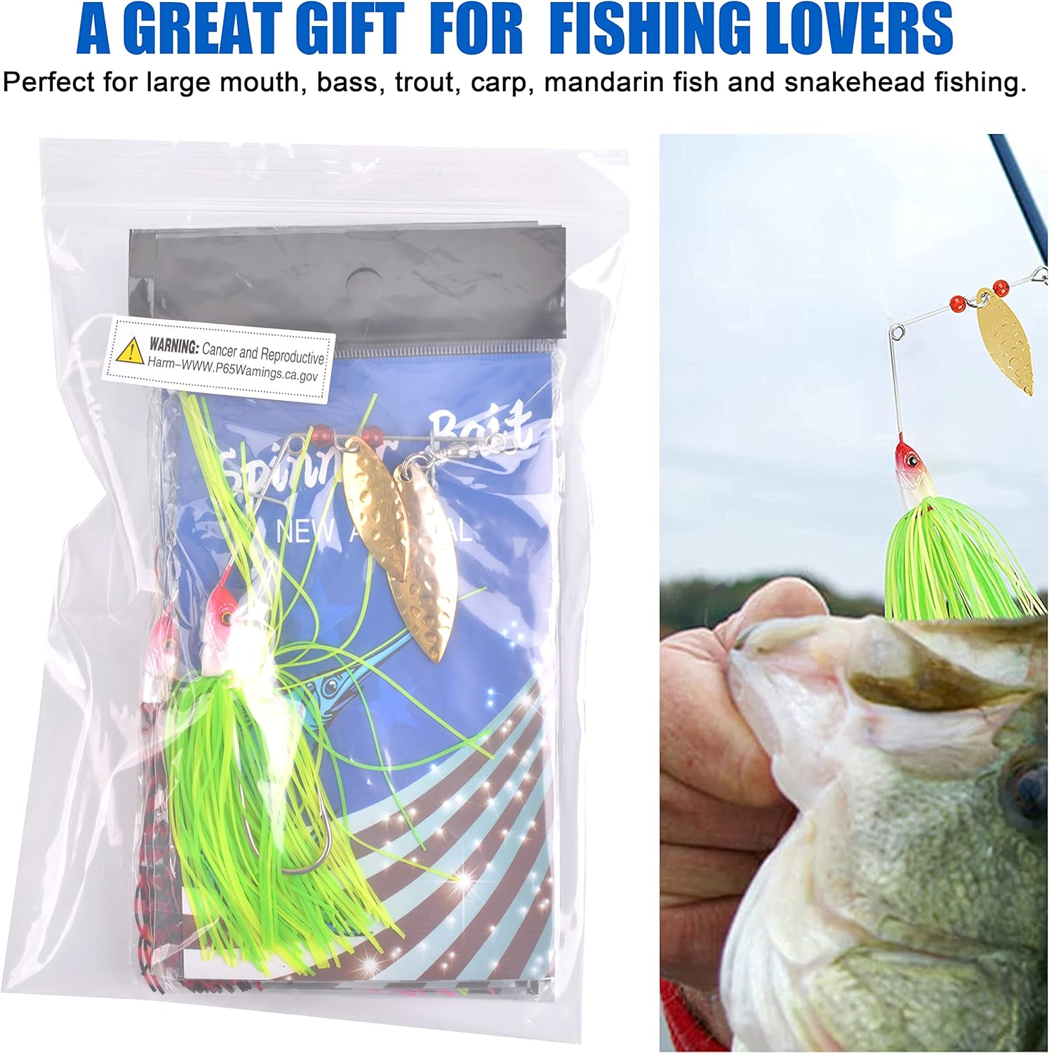 Spinner Baits Fishing Lures Kit, Hard Metal Buzz Bait Jigs Colorado Willow Leaf Spinnerbait Blades Swimbaits Fishing Tackle Spinner Bait for Bass Pike Trout Salmon Fishing image number 2