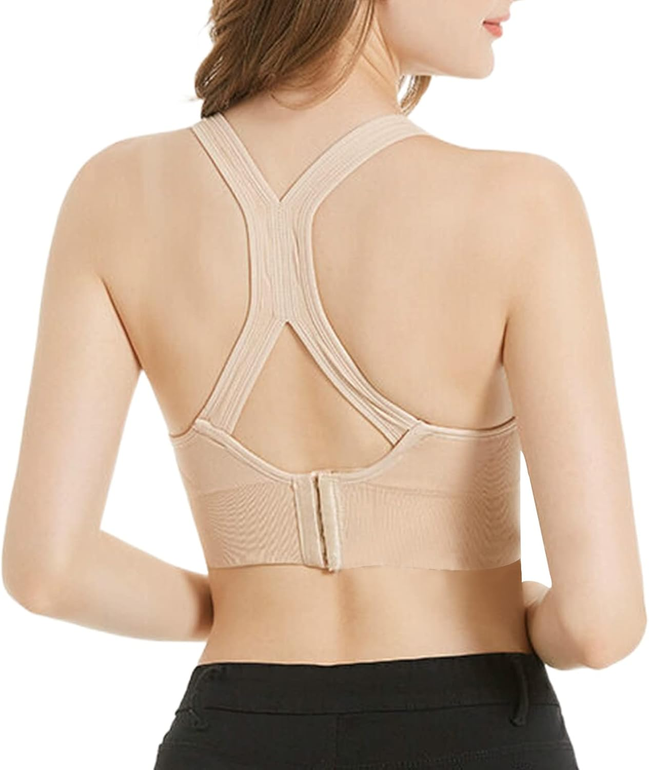 Dress Cici Nursing Sports Bra for Active Moms, Wirefree Full Coverage Racerback with Quick Front Clasp image number 4