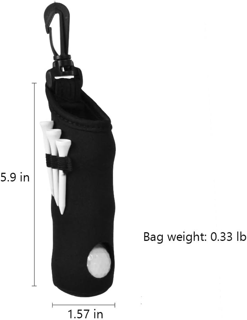 2 Pack Golf Ball Carry Bag Golf Tee Holder Pouch with Light Weight Hook Portable Golf Ball Storage Bag for 3 Golf Ball 3 Tees image number 3