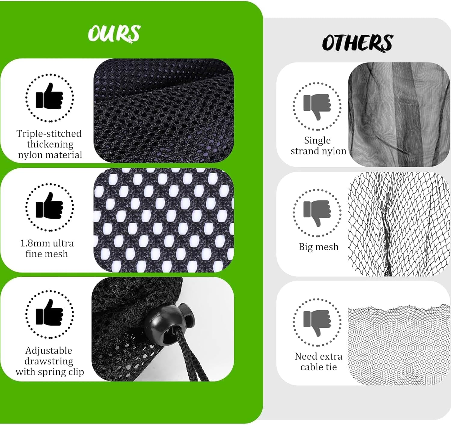 4PCS Pond Filter Bags with Drawstring - 2 Mesh Filter Bags for Pumps - Durable Barrier Media Bags for Outdoor Ponds, Water Gardens & Aquaculture image number 5