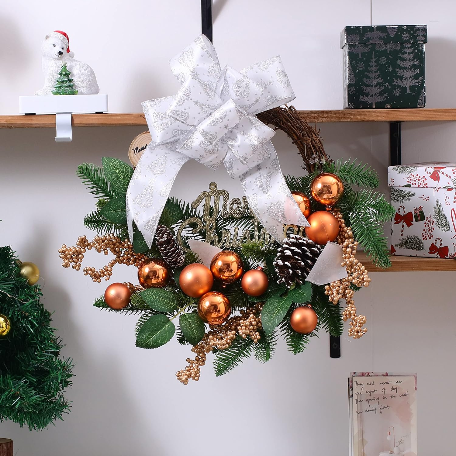 UNIQOOO 40 Yard 4 Rolls Seamless Silver Christmas Wired Ribbon Set, 2.5 Inch X 10Yd. Satin Burlap Wired Edge Ribbon for Xmas Tree D&eacute;cor, Gift Wrap Box, Bows, Wreath, Garland, Floral DIY Craft, Wedding image number 4