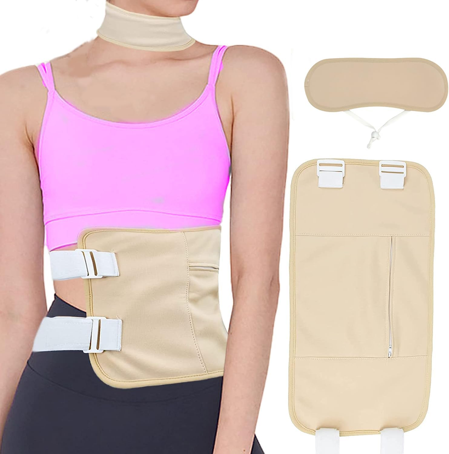 Castor Oil Pack Wrap, Reusable Organic Cotton Castor Oil Wrap Waist and Neck ，Set for Different Body Shapes with Adjustable Straps for Liver, Stomach, Constipation, Machine Washable,Comfortable Fit for Women and Men (Without Castor Oil) image number 1