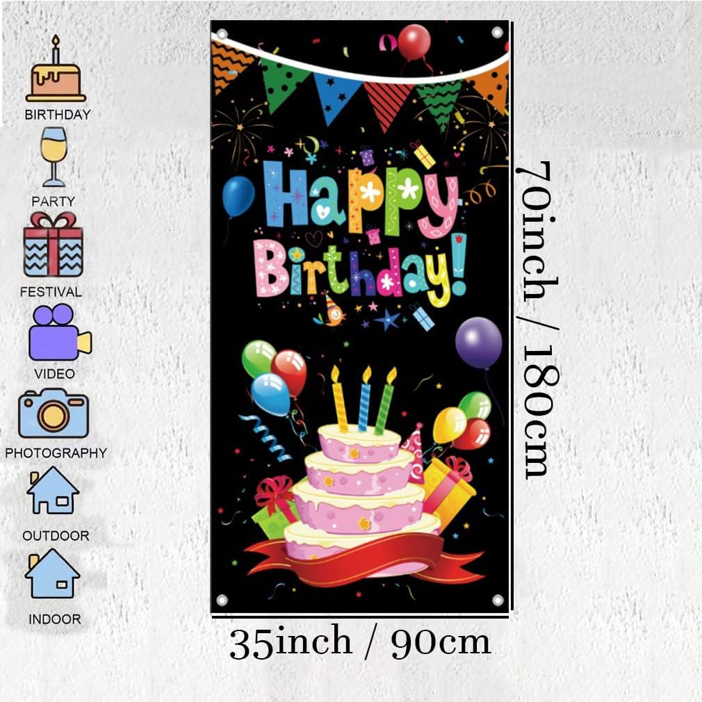 Tecreo Multi-Colored Birthday Banner, 90 Cm X 180 Cm, Foldable, Lightweight, Vinyl, Perfect for Birthday Party, Photo Backdrop, Wall Decoration