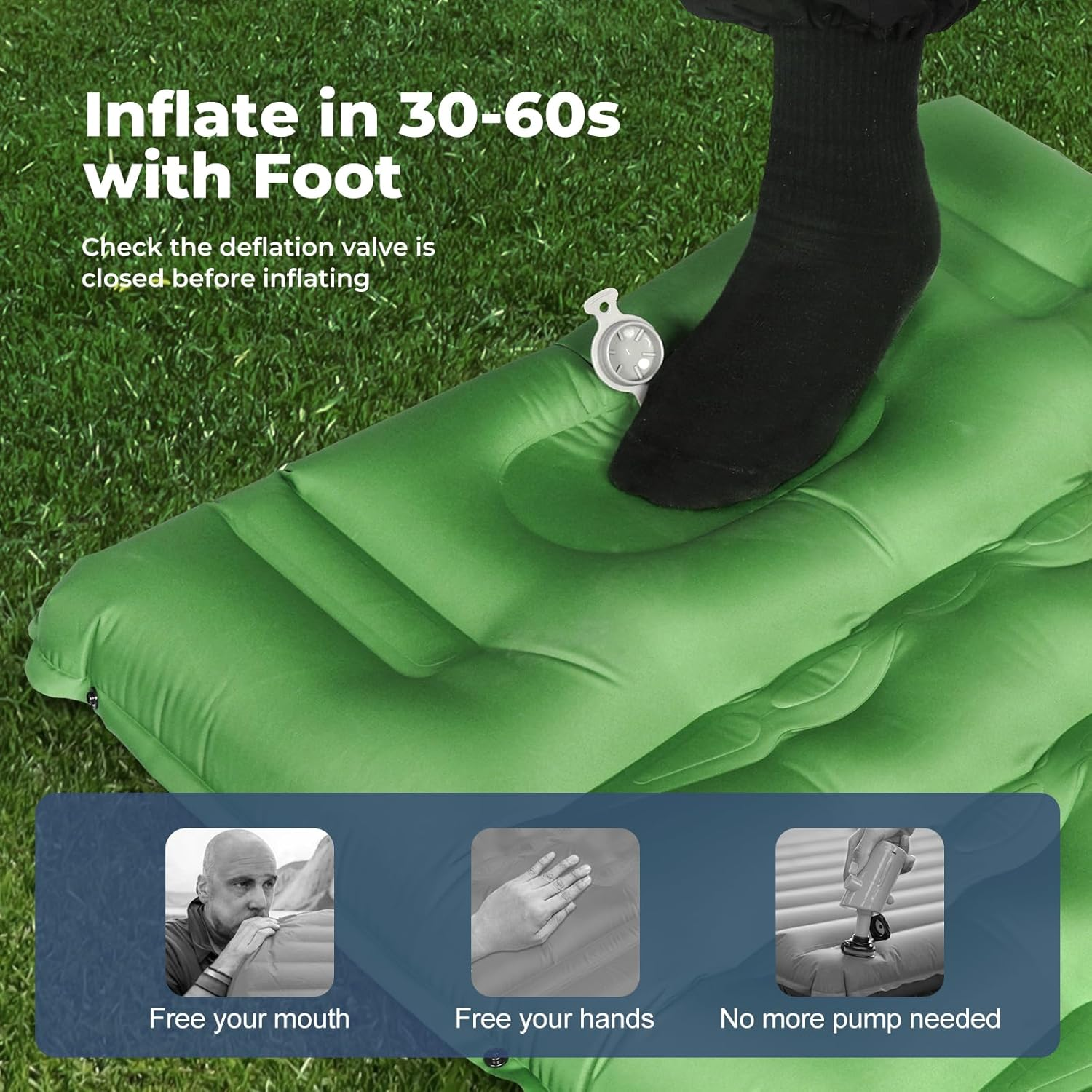 Mountview Camping Mattress Inflatable Mat, 196 X 66 X 13Cm, Lightweight Camping Sleeping Pad with Pillow, Built-In Foot Pump, Spliced Inflating Air Sleeping Mattress for Backpacking, Camping & Hiking image number 6