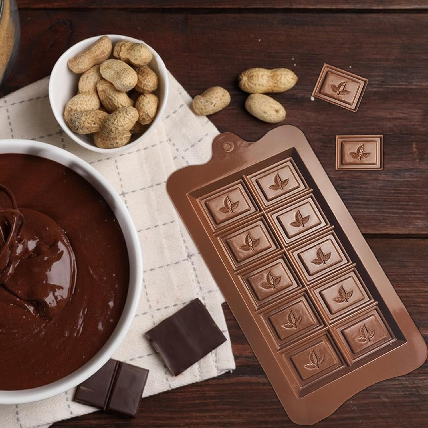 Chocolate Mold - 10 Cavities Mold | Chocolate Molds Reusable Non-Stick Square Molds for Halloween Christmas New Year