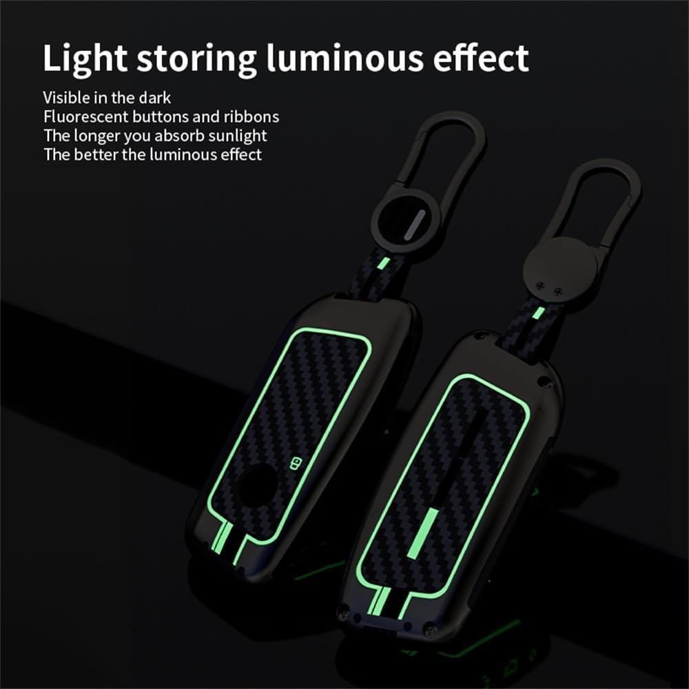 Ontto Luminous Car Key Cover Fit for BMW I7 X7 G07 LCI IX I20 X1 U11 7 Series G70 G09 XM U06 G81 M3 Energy 2023 2024 2025 Metal Smart Shell Case Key Holder Keyring Keychain Accessories Black 2 image number 2