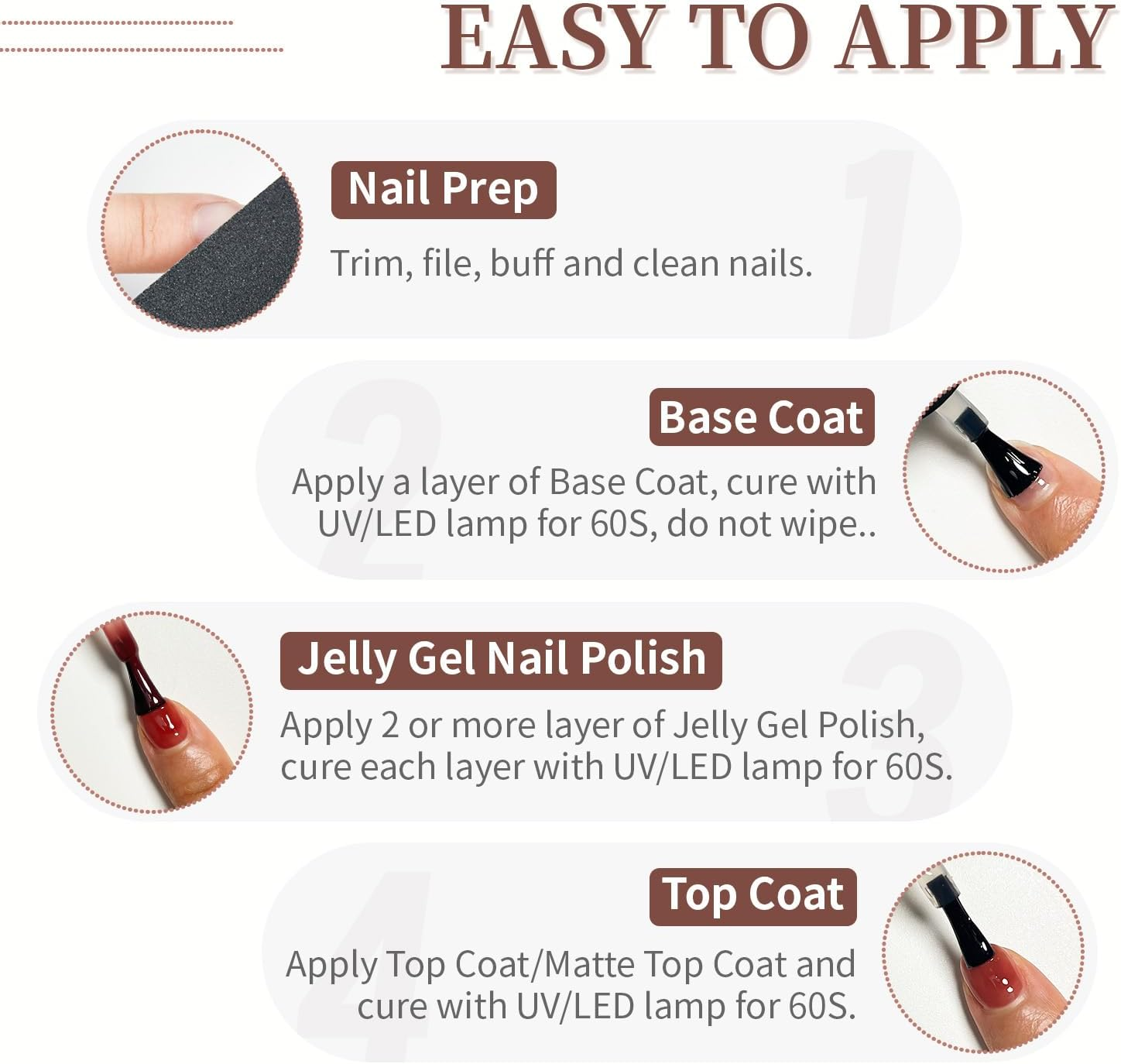 JODSONE 23PCS Gel Nail Polish Set 20 Translucent Jelly Color Natural and Elegant Long Lasting Suitable for Home and Salon image number 2