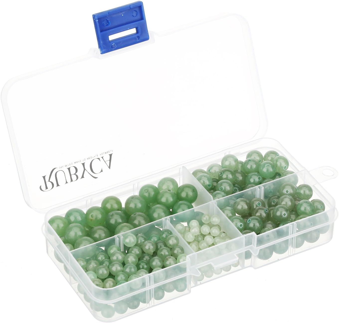 (Unakite) - RUBYCA Natural Unakite Gemstone round Loose Beads Organiser Plastic Box for Jewellery Making Mix Sizes