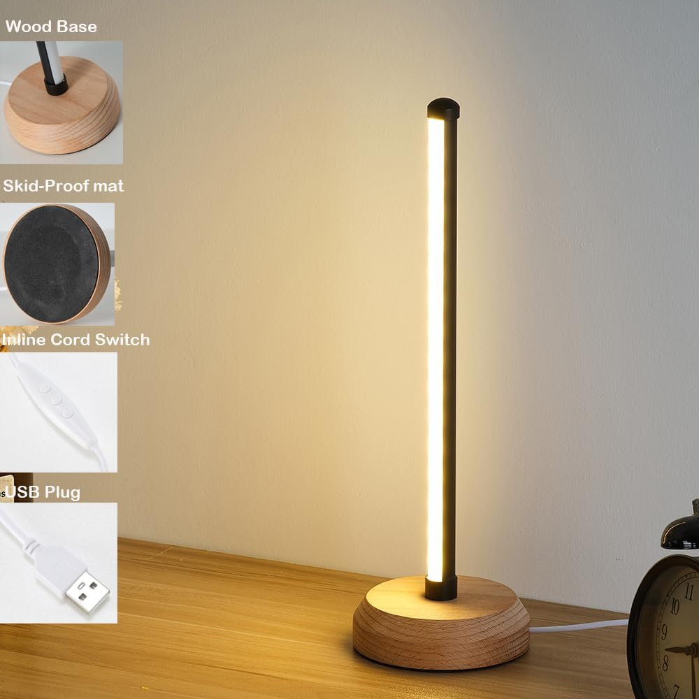 ANLAIBO LED Wood Table Lamp,Desk Lamp,3-Color Temperature Bedside Lamp,Bedroom Bedside Night Lights, Dimmable Led Lighting, Small Table Lamps for Living Room Officecreative Home Decor, Warmging Gift image number 1
