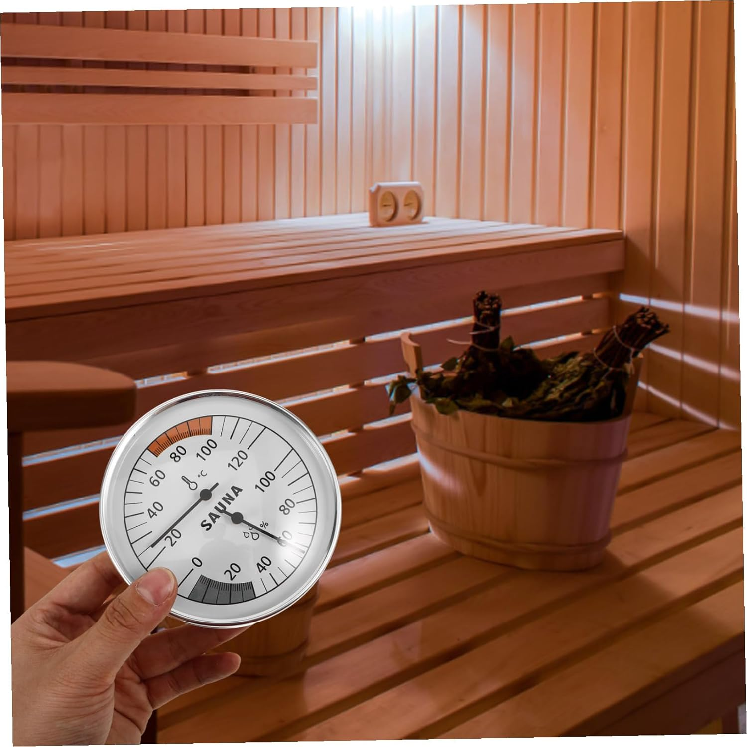 GANAZONO High Precision Sauna Thermometer Hygrometer Temperature Humidity Gauge Heat Resistant Indoor Sauna Accessory for Accurate Measurement image number 6
