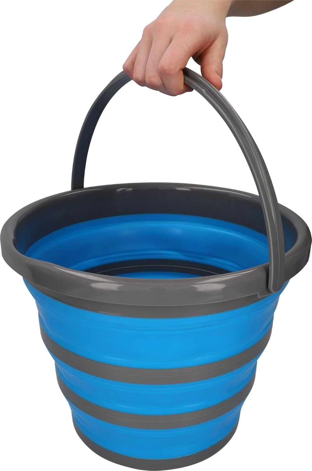 Cartrend 10731 10 Litre Water Folding Household Camping Cleaning Bucket with Spout Carry Handle Foldable Pack of 1, Blue, 10 L image number 1