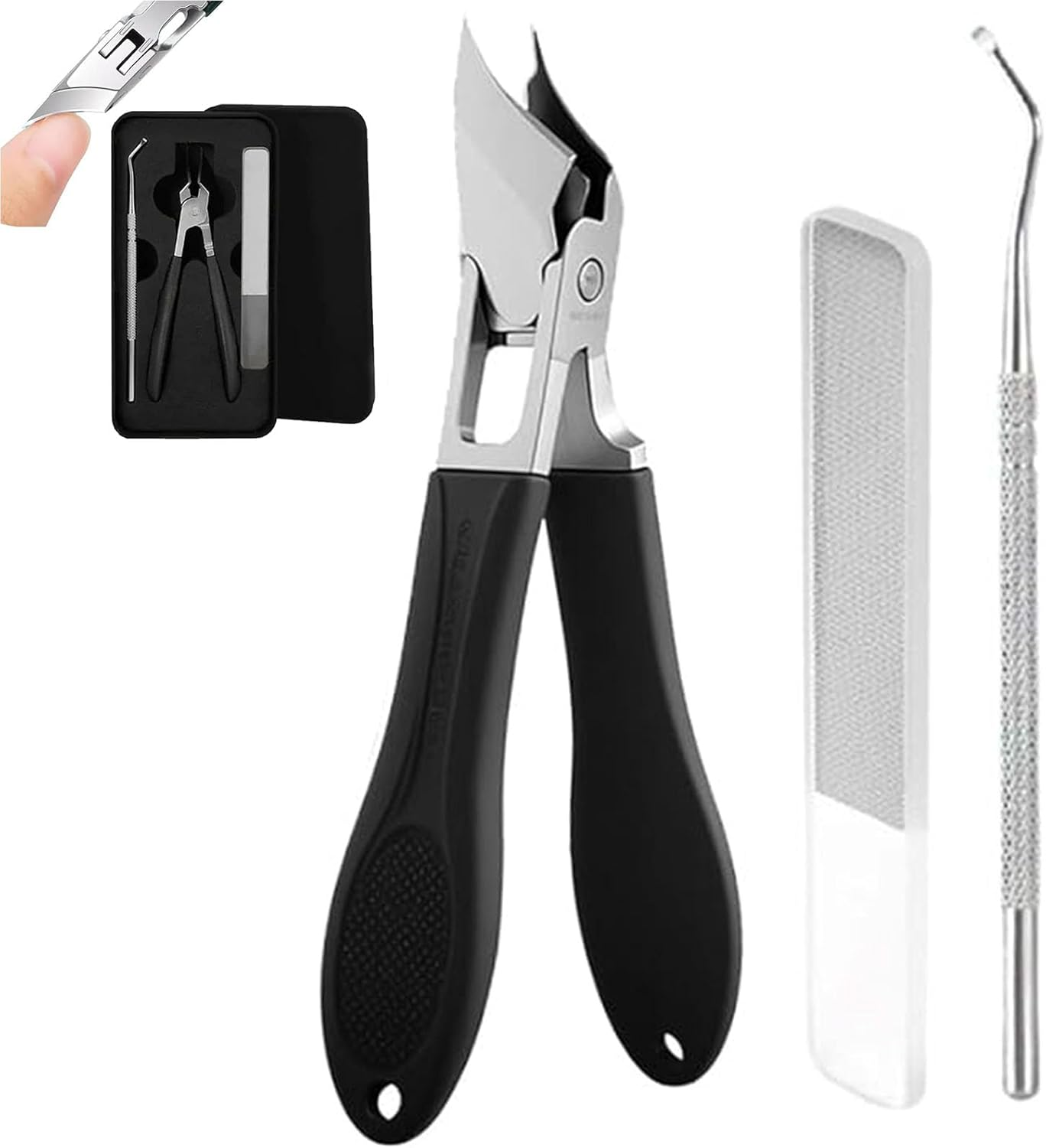 Corta U&ntilde;as Adulto, 3 PCS Kit De Corta&uacute;&ntilde;as Biselado Con Forma De Pico De &Aacute;guila, Corta&uacute;&ntilde;as Inclinado Con Abertura De Mordaza Ancha Y Antisalpicaduras Para, Para Manicura Y U&ntilde;as De Los Pies (Blue)