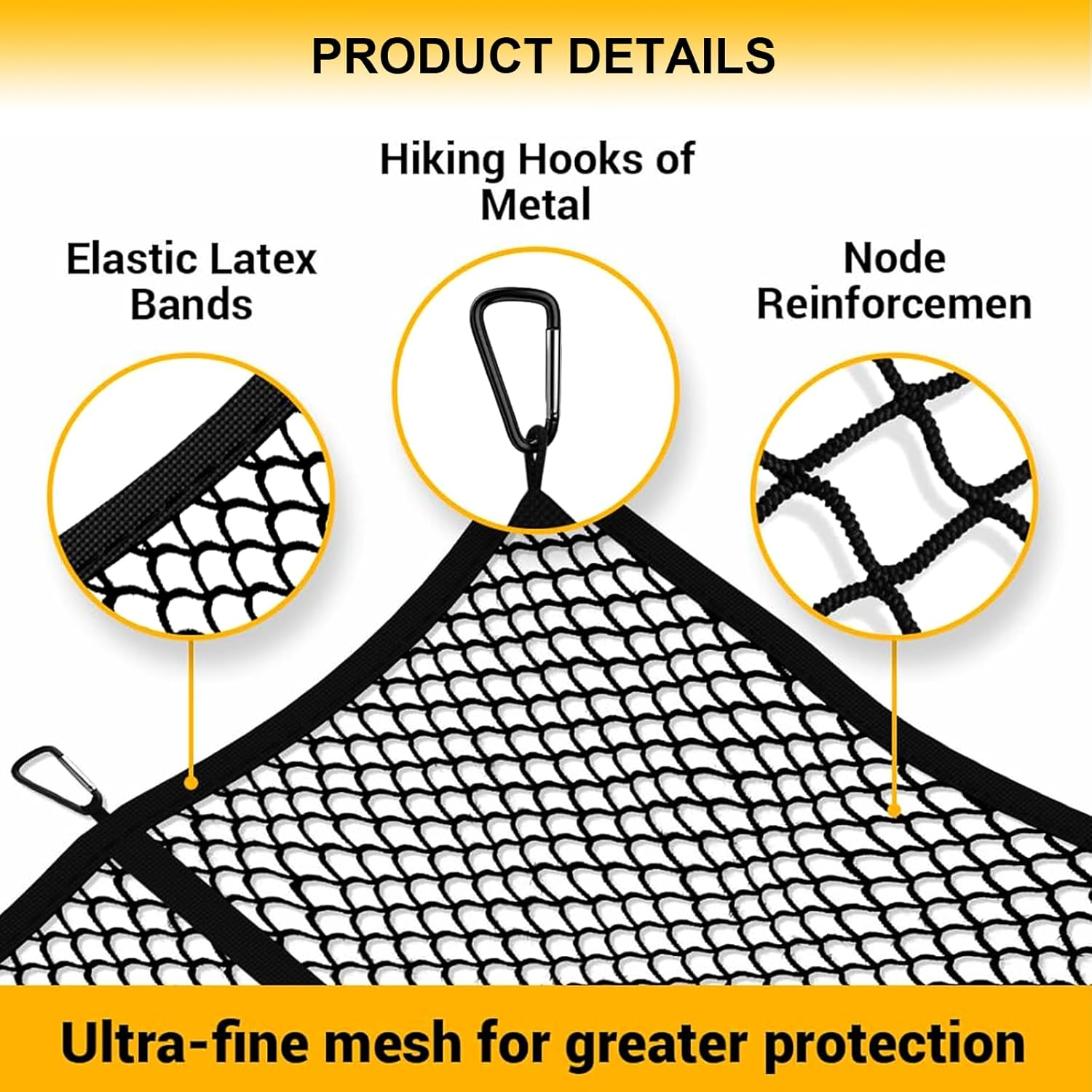 Heavy Duty Truck Bed Cargo Net 4'X4' Expandable to 8'X8', Elastic Bungee Net for Ute, Pickup & SUV, Durable Storage Net for Trailer & Car Boot, Easy Fit for Work, Travel & Outdoor Use image number 4