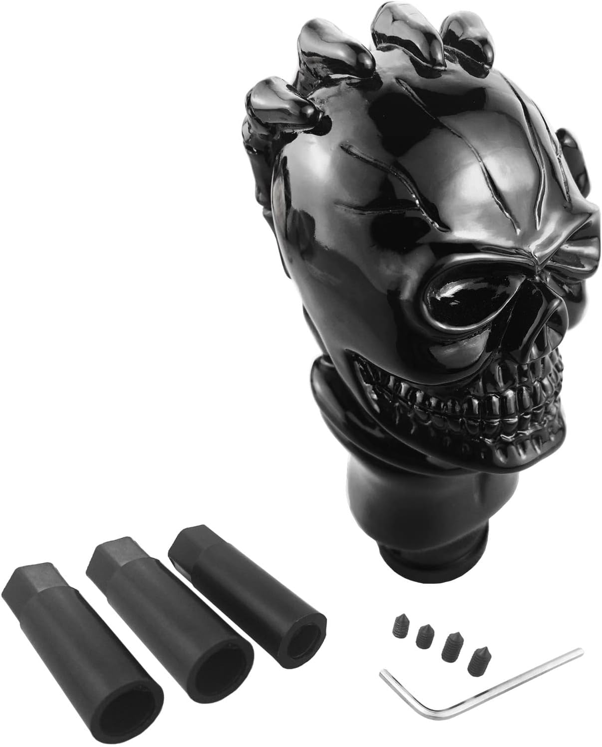 Arenbel New Universal Manual and Automatic Car Gear Stick Shifter Knob Skull Shift Lever Fit Most Cars Black Bone image number 6