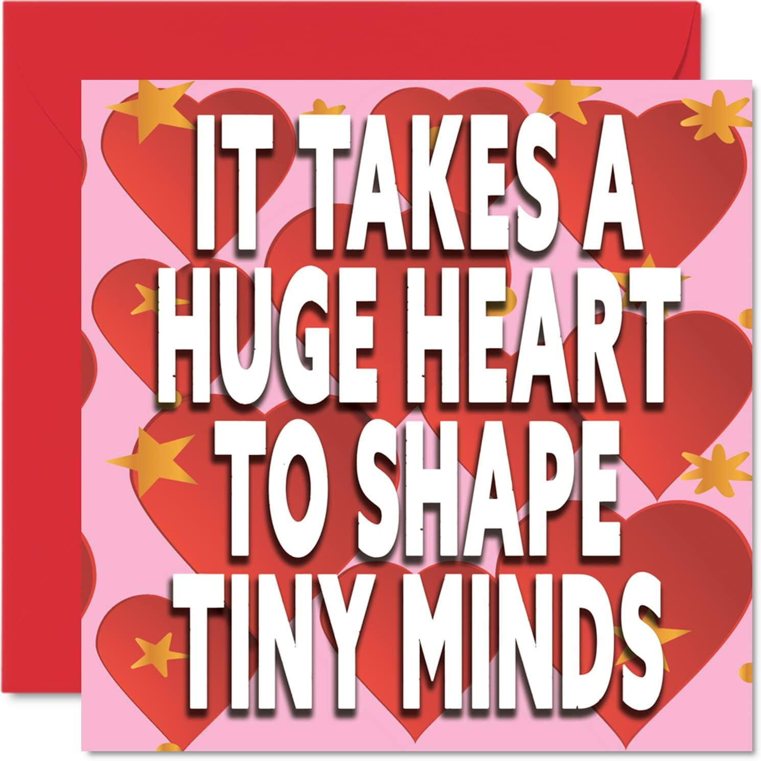 Teacher Thank You Cards - Huge Hearts Shape Tiny Minds - Thank You Cards for Teacher Her or Him, Heartfelt Teacher Appreciation Card, 145Mm X 145Mm Thank You Greeting Cards for Teachers Gifts image number 1