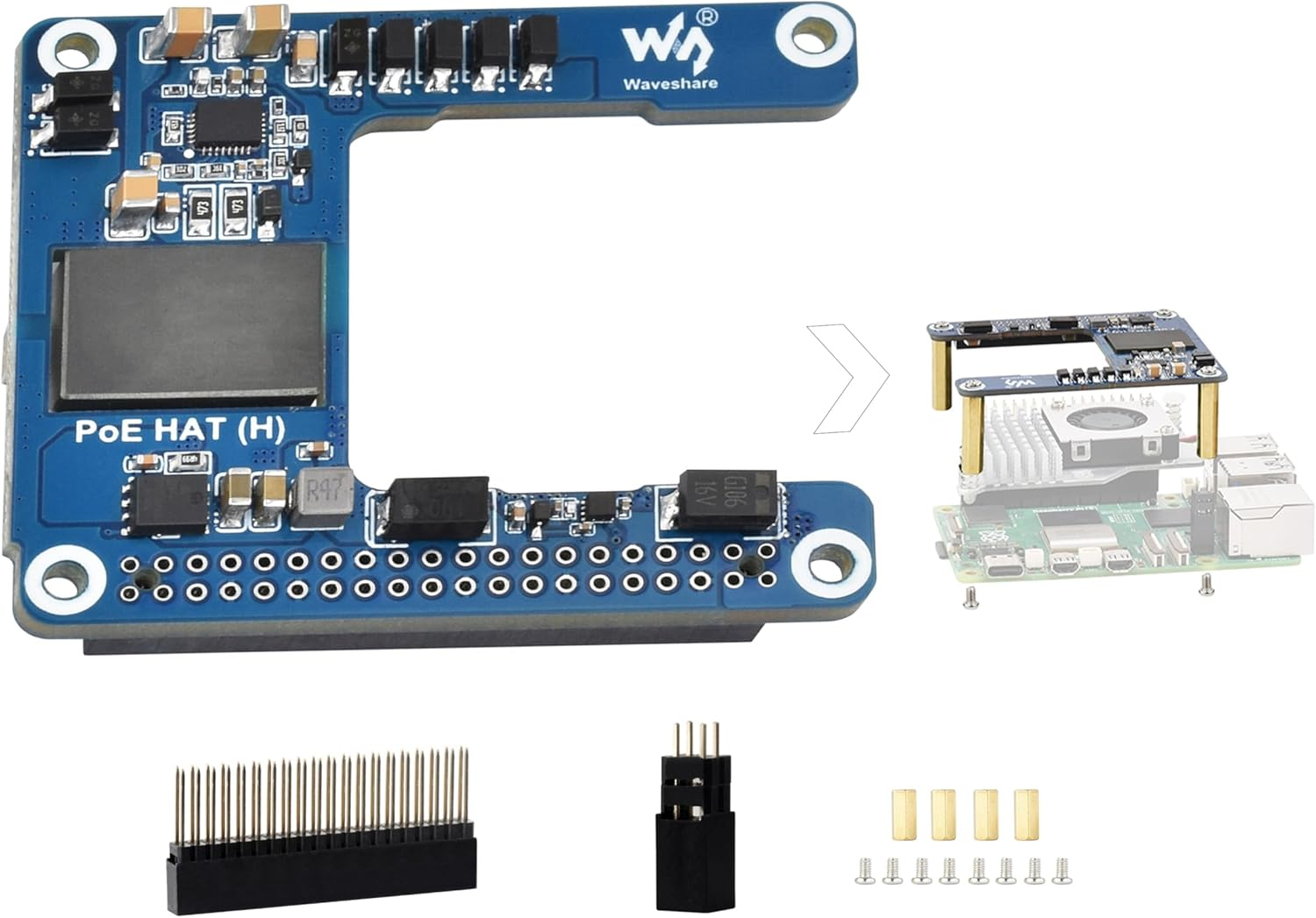 Poe HAT Compatible with Raspberry Pi 5/Compute Module 5, Power over Ethernet HAT 5V 5A Output, 802.3Af/At Network Standard, Isolated Switched-Mode Power Supply, Support Pi5 Case & Active Cooler image number 6