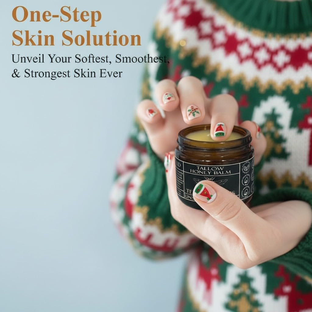 Organic Grass-Fed Beef Tallow Balm with Raw Honey - Moisturizing Cream for Soft, Smooth Skin - Handmade All-Natural Moisturizer (3.5 Oz/100 G, Unscented) image number 3