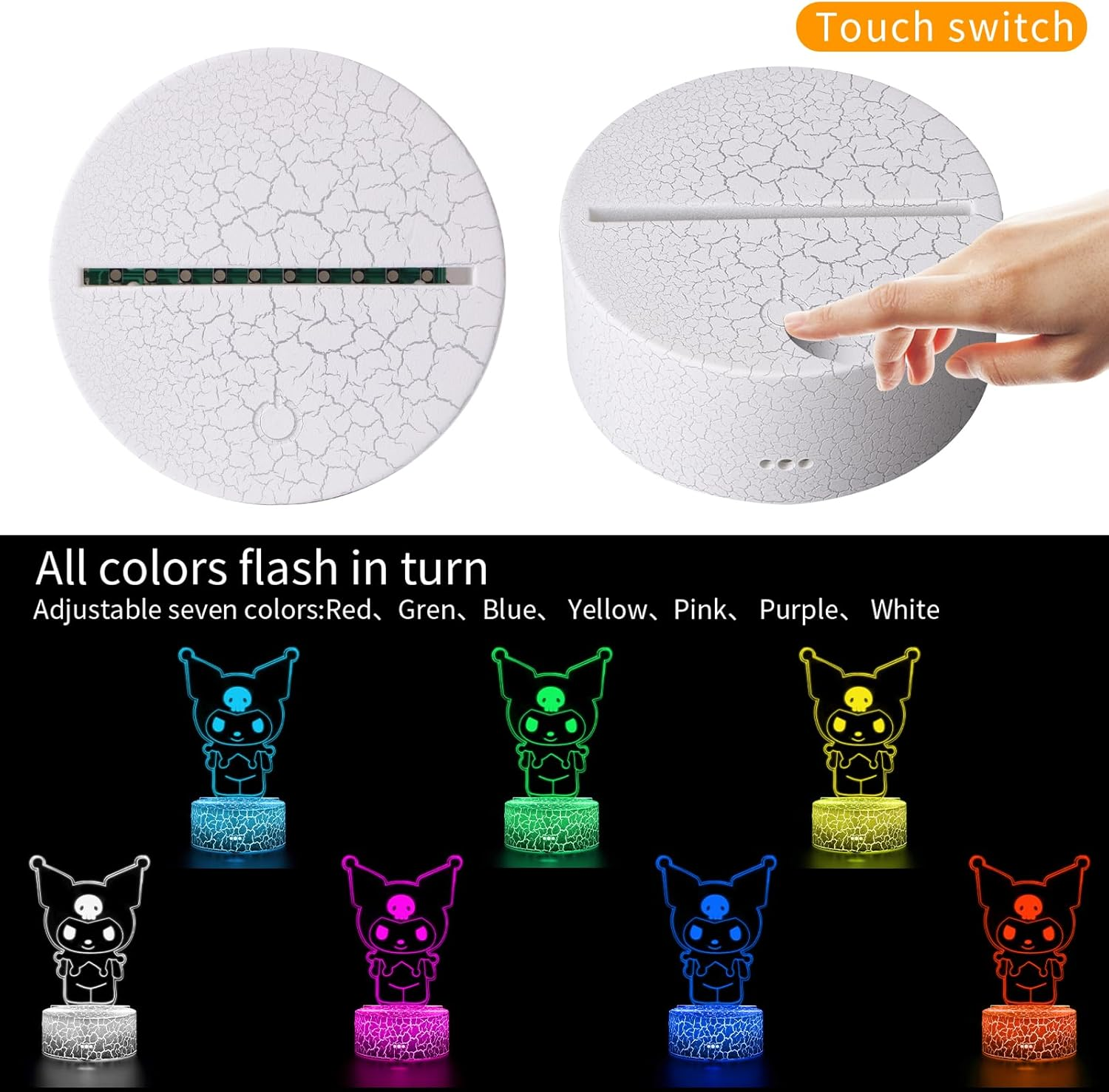 SAIDIC Cute Night Light,Cartoon Night Light,Anime Charater 7 Color Change Decor Lamps,Gifts for Christmas Birthday image number 6