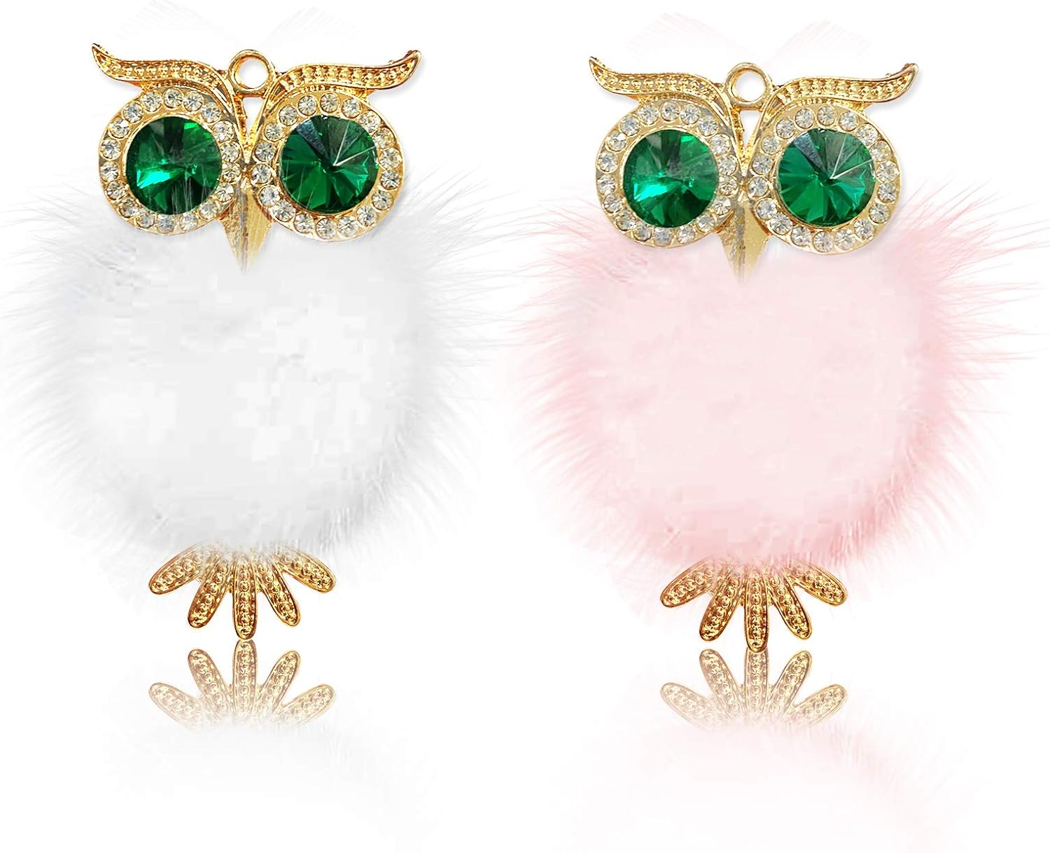 MY 2Pcs Owl Cute Car Air Freshener, Bling Crystal Car Air Vent Clip Charms, White and Pink, Fresh Scent image number 2